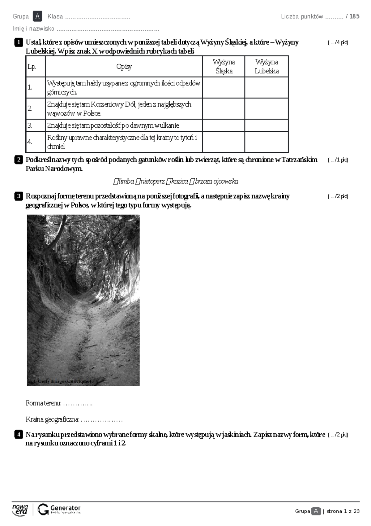 Klasa 5 Geografia - Wyżyny Śląska i Lubelska Analiza Opisów - Studocu