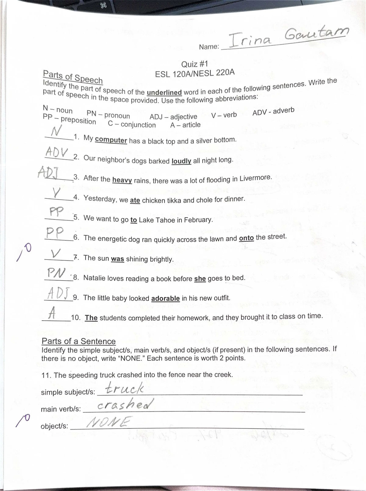 Comprehensive ESL Grammar Study Guide for Exam Prep (ESL 101) - Studocu