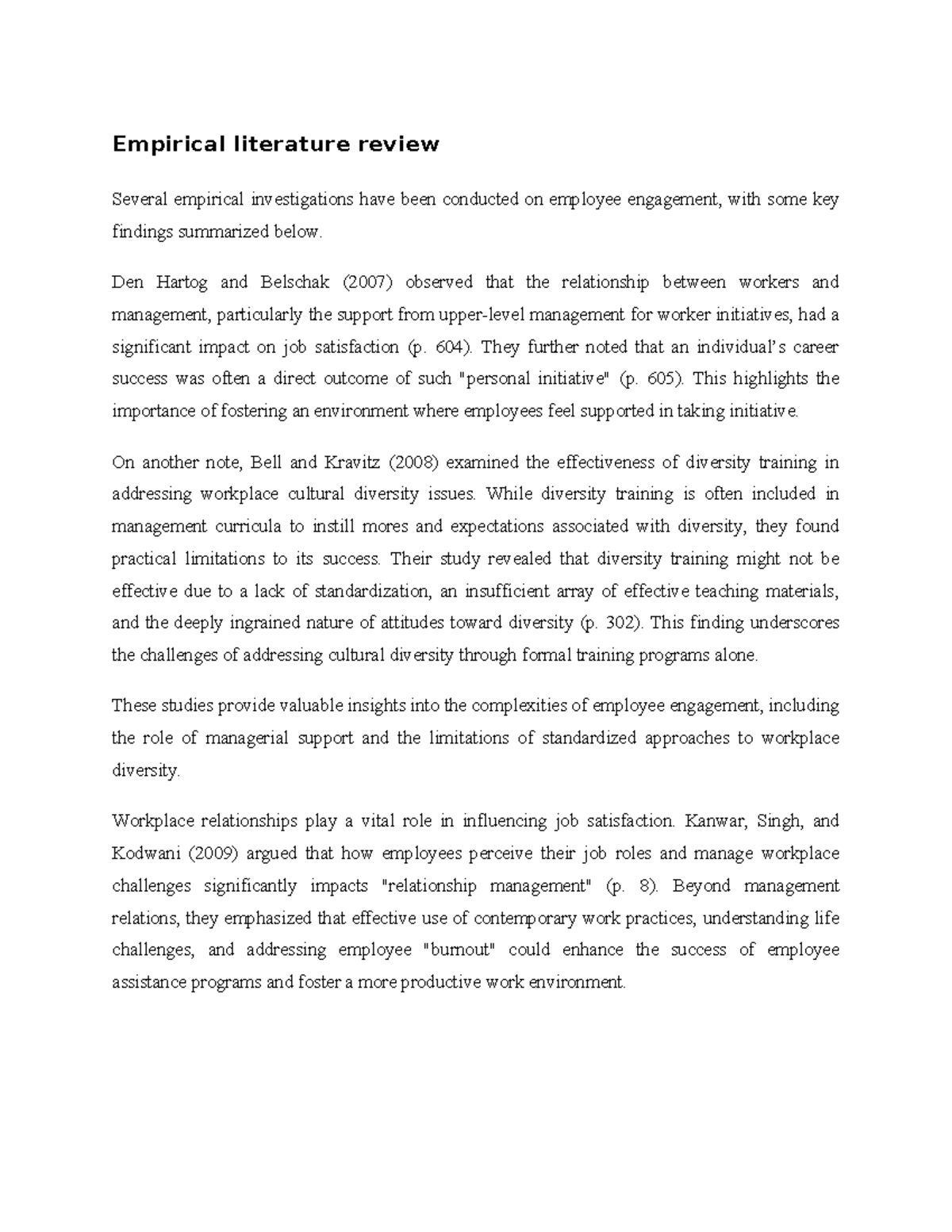 Empirical Literature Review on Employee Engagement and Job Satisfaction ...