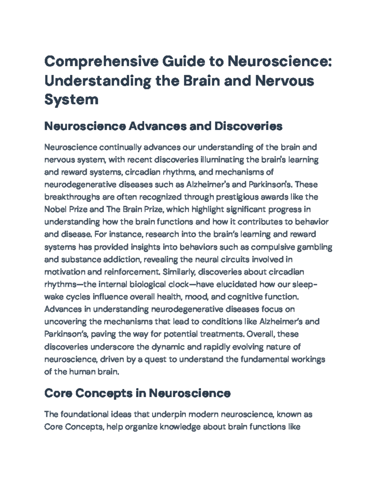 Comprehensive Neuroscience Guide: Advances in Brain Function and ...