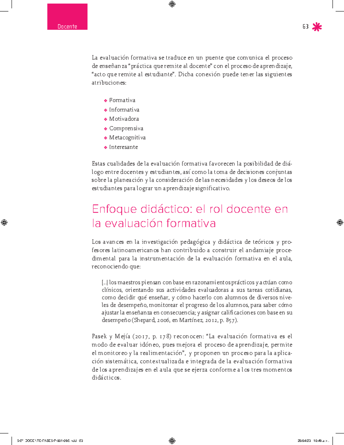 Evaluación Formativa y Rol del Docente en el Aula - FASE 5-63-75 - Studocu