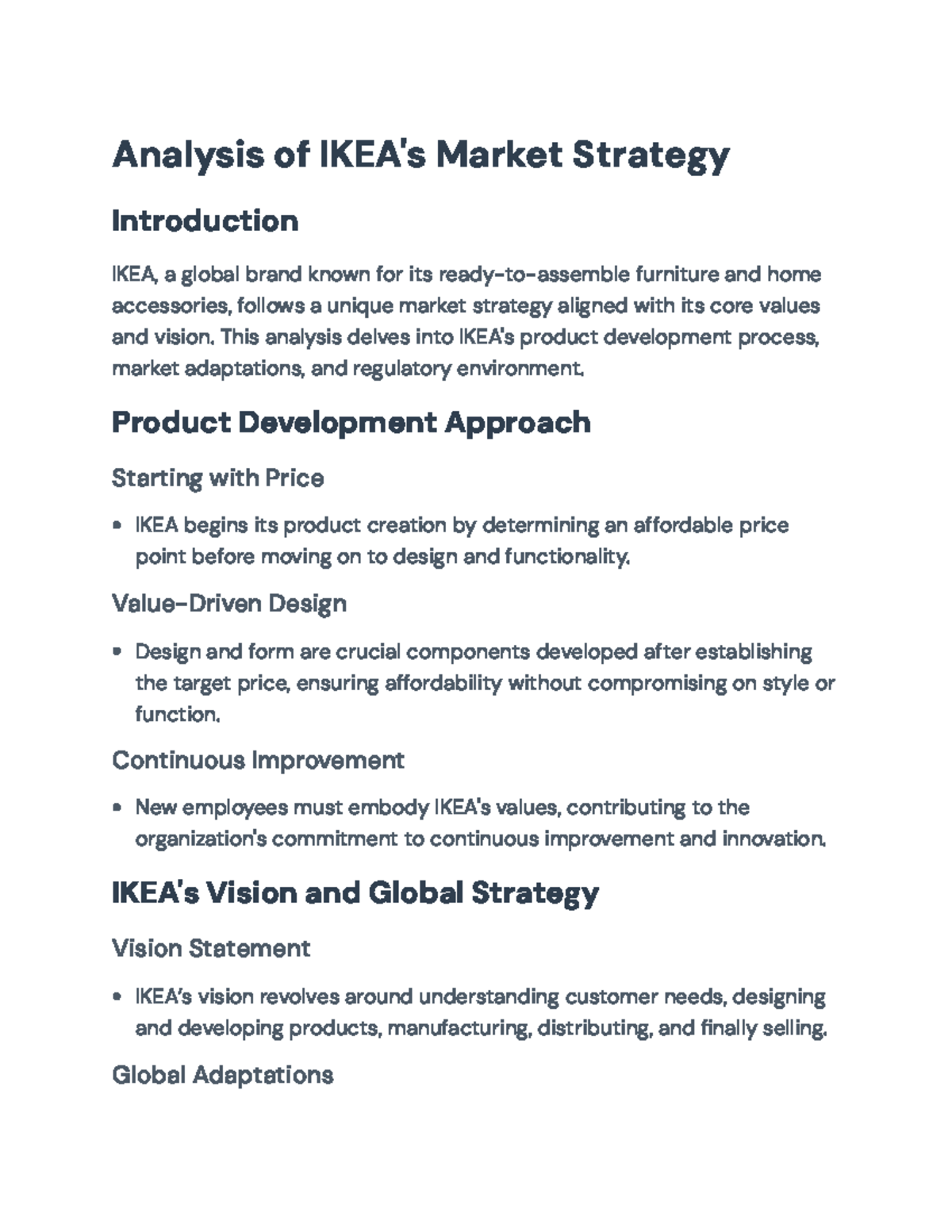 IKEA Market Strategy Analysis: Product Development and Global ...