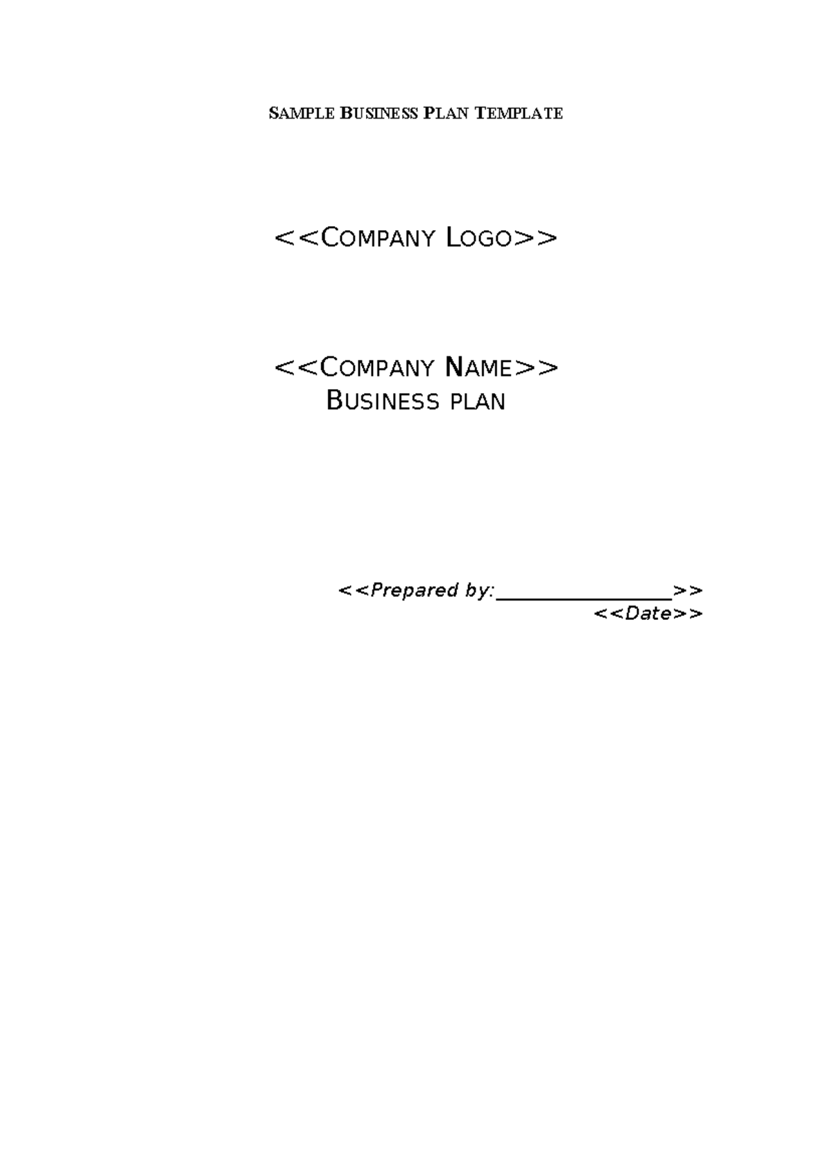 Sample Business Plan Template - SAMPLE BUSINESS PLAN TEMPLATE - Studocu