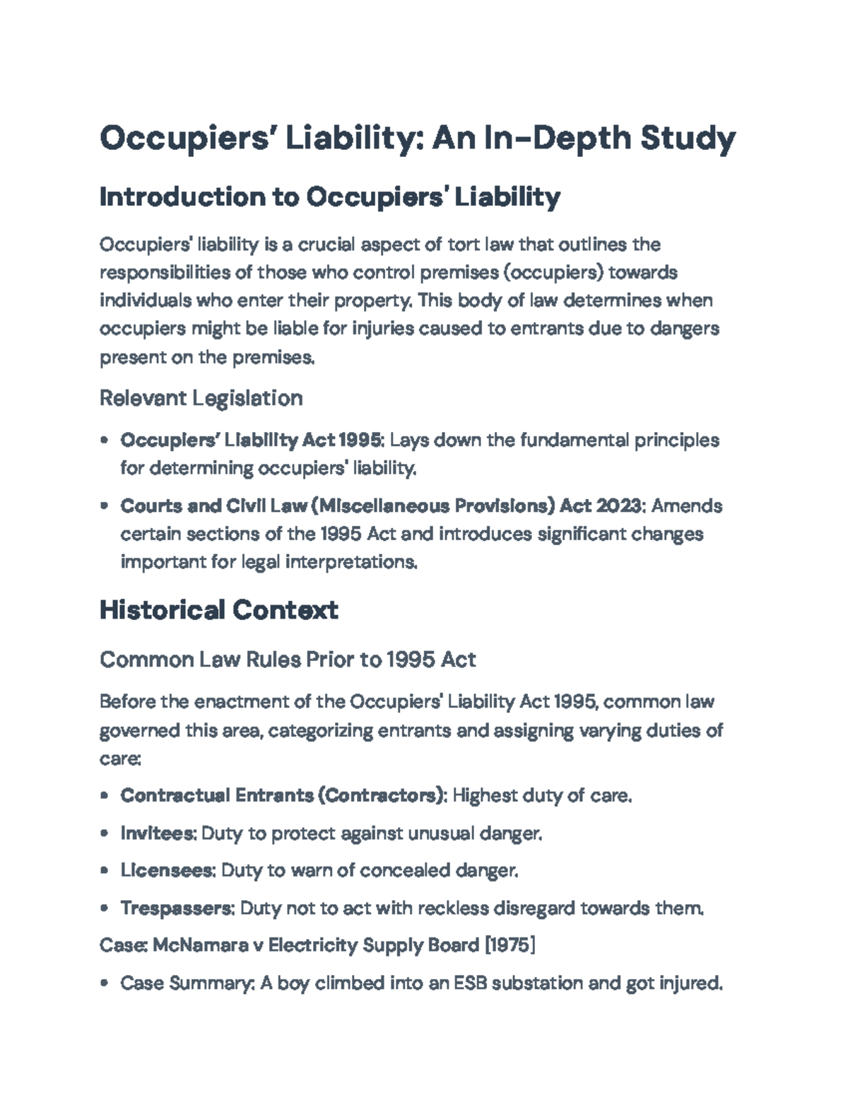 Occupiers' Liability: Analyzing Law Changes & Responsibilities (Law ...