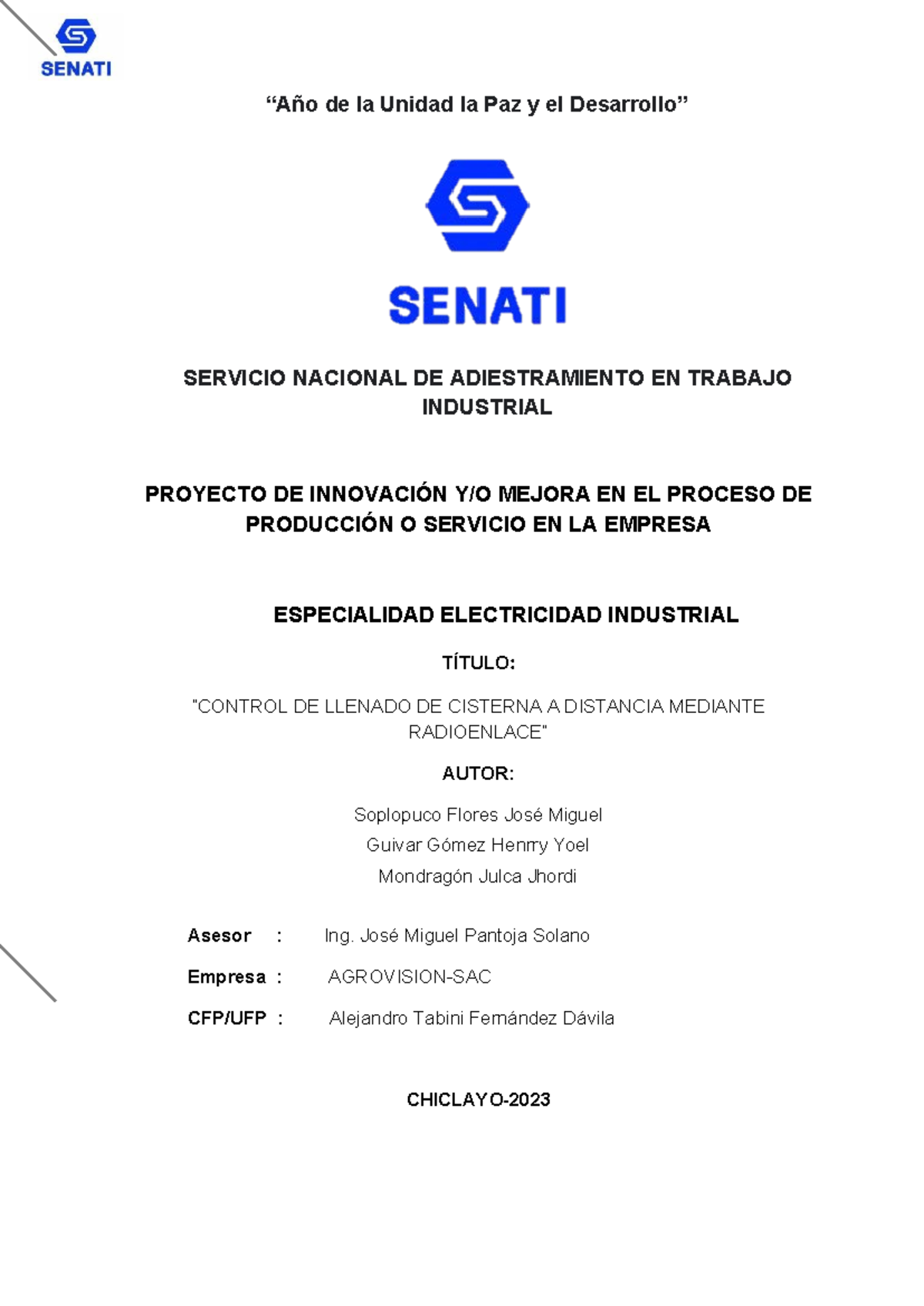 Proyecto Final de Innovación en Control de Llenado (ELECTRICIDAD INDUSTRIAL) - Document Preview