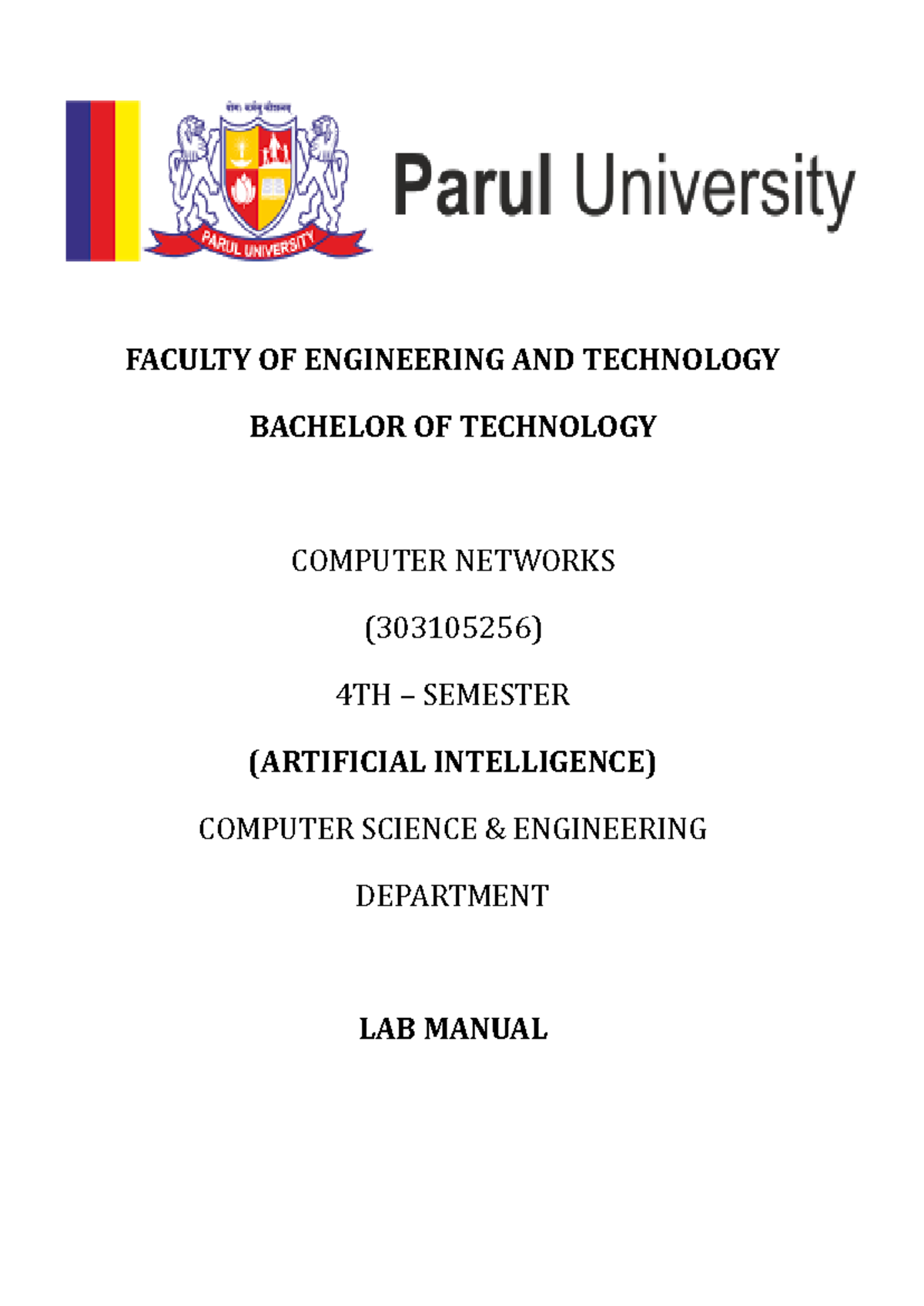 Cn - Computer Networking - FACULTY OF ENGINEERING AND TECHNOLOGY ...