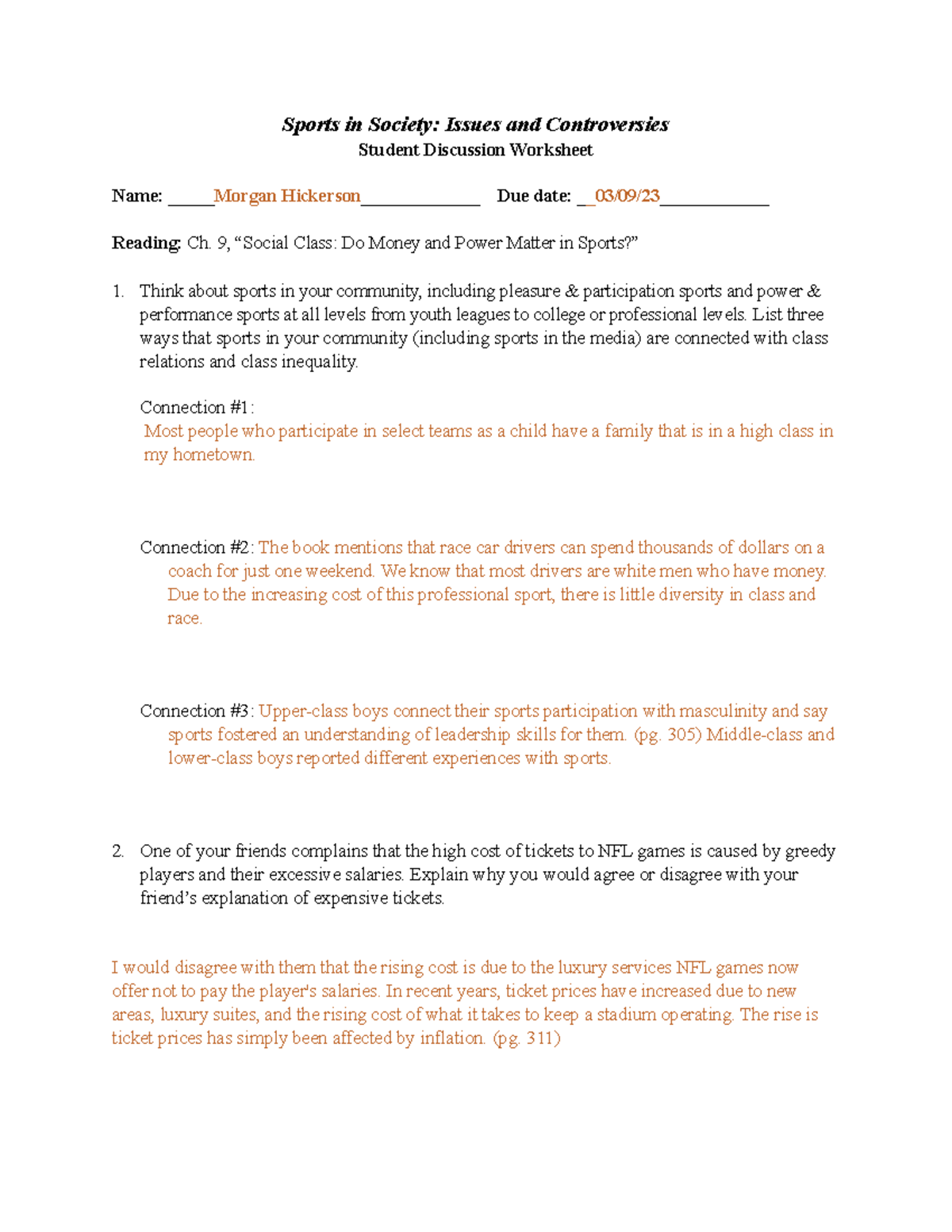 Chapter 9 Discussion Questions - Sports in Society: Issues and ...