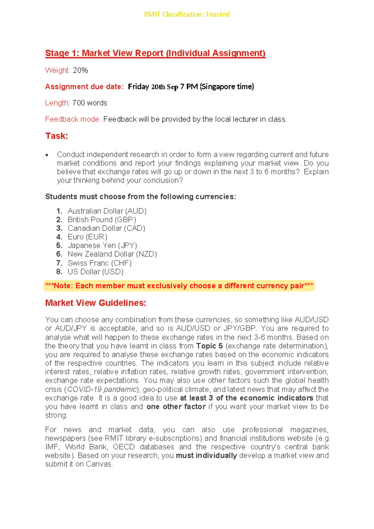 Market View Report Guidelines S2 2024 BAFI1005SIM-2 - Studocu