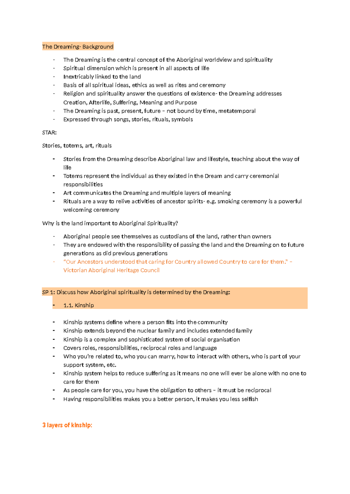 SOR 1 - Post 1945: Study Notes on Aboriginal Spirituality and Dreaming ...