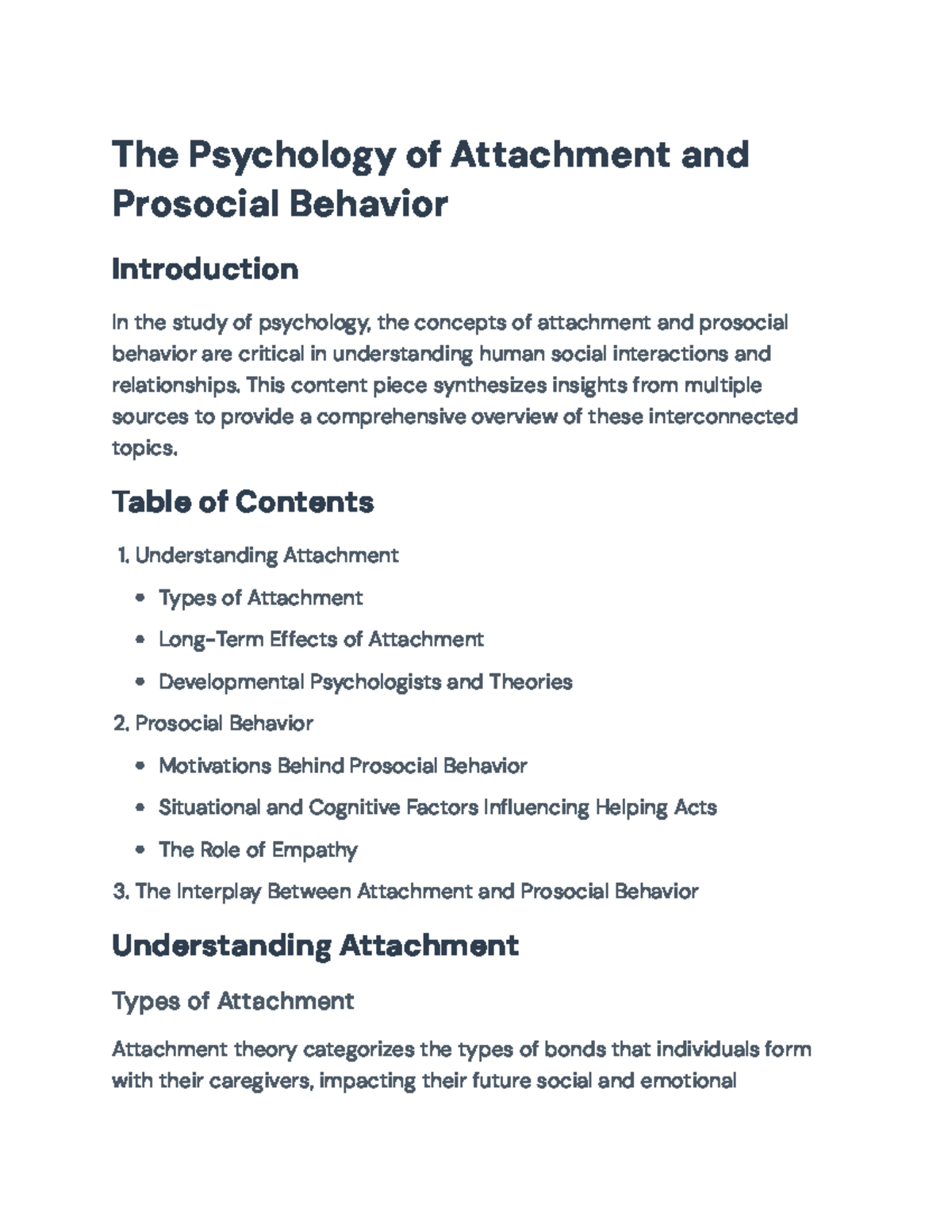 The Interconnection of Attachment Theory and Prosocial Behavior in ...