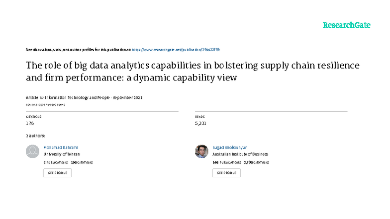 ITP 01-2021-0048 - The Impact of Big Data Analytics on Supply Chain ...