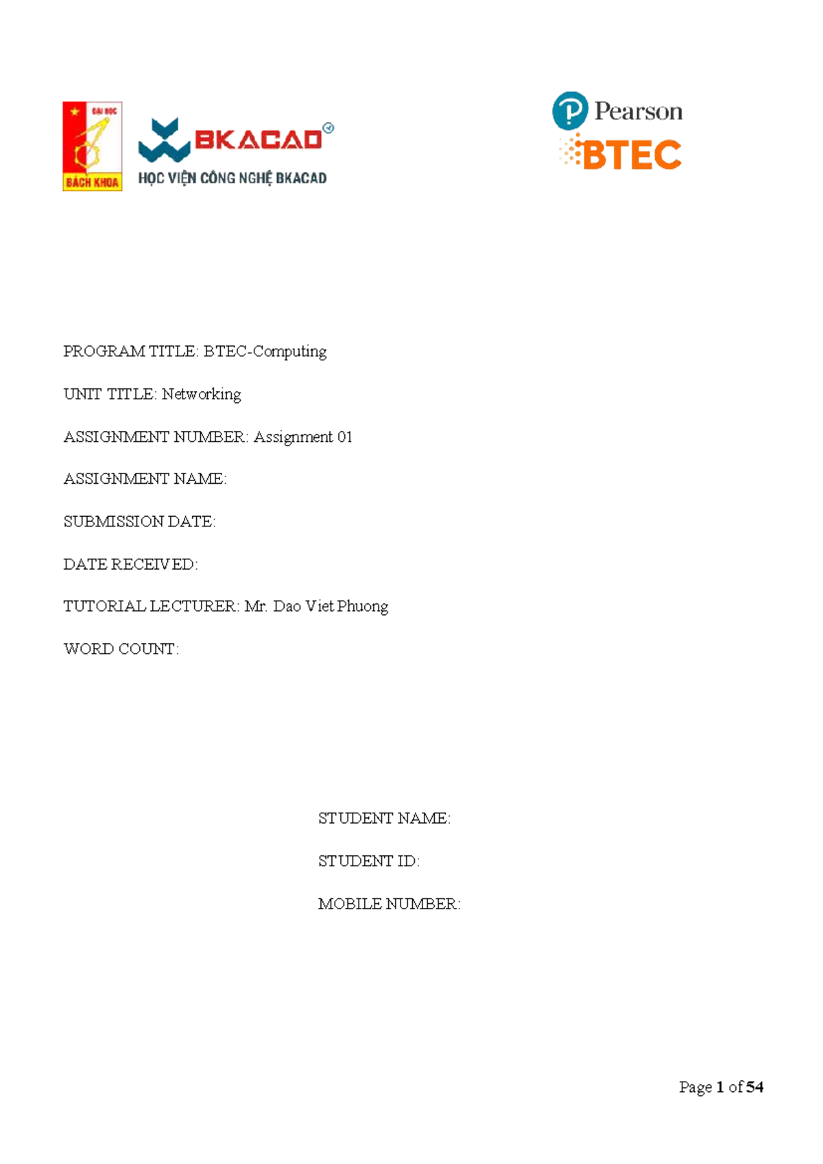Networking Assignment 01: Comprehensive Overview and Analysis - Studocu