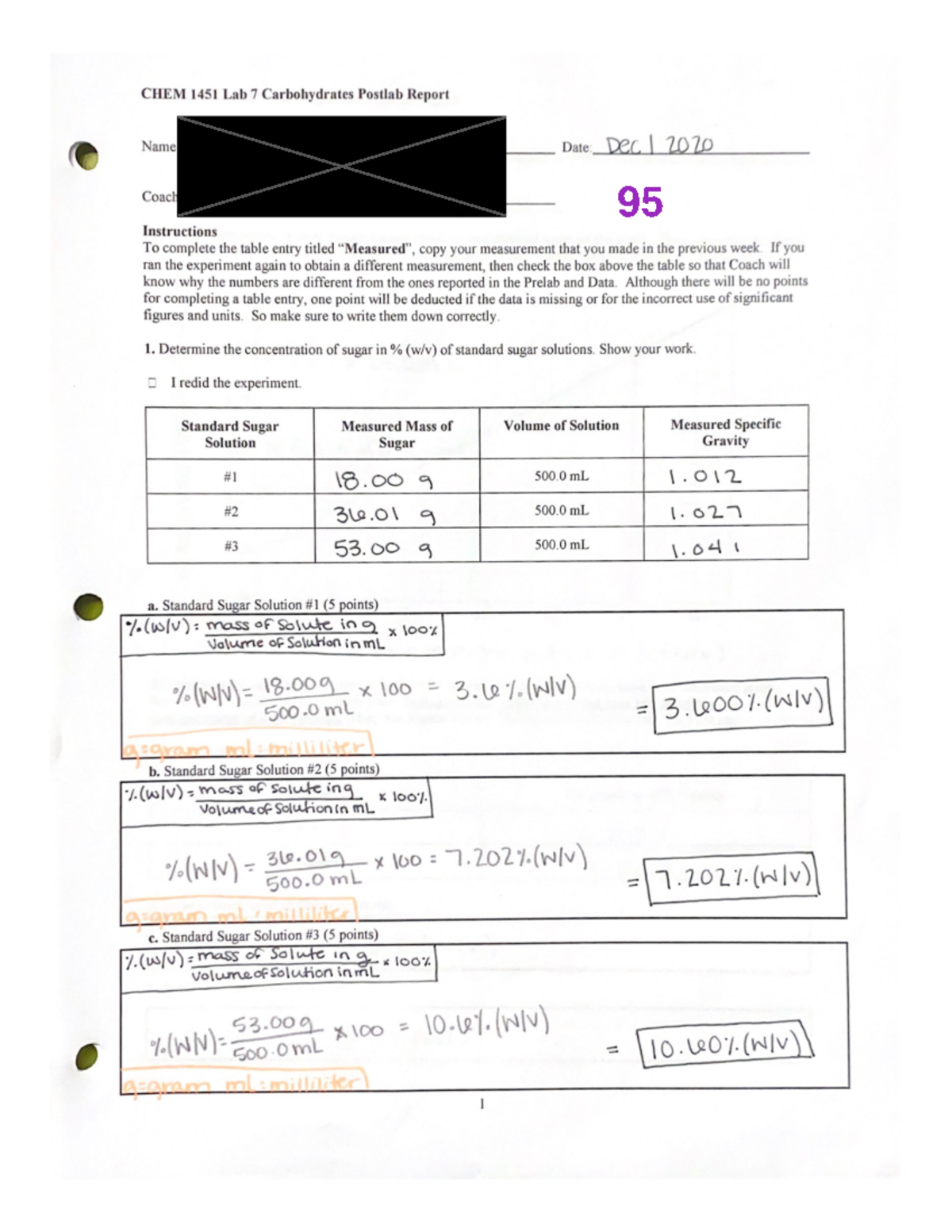 CHEM 1451 Lab 7 Postlab Report on Carbohydrates Analysis - Studocu