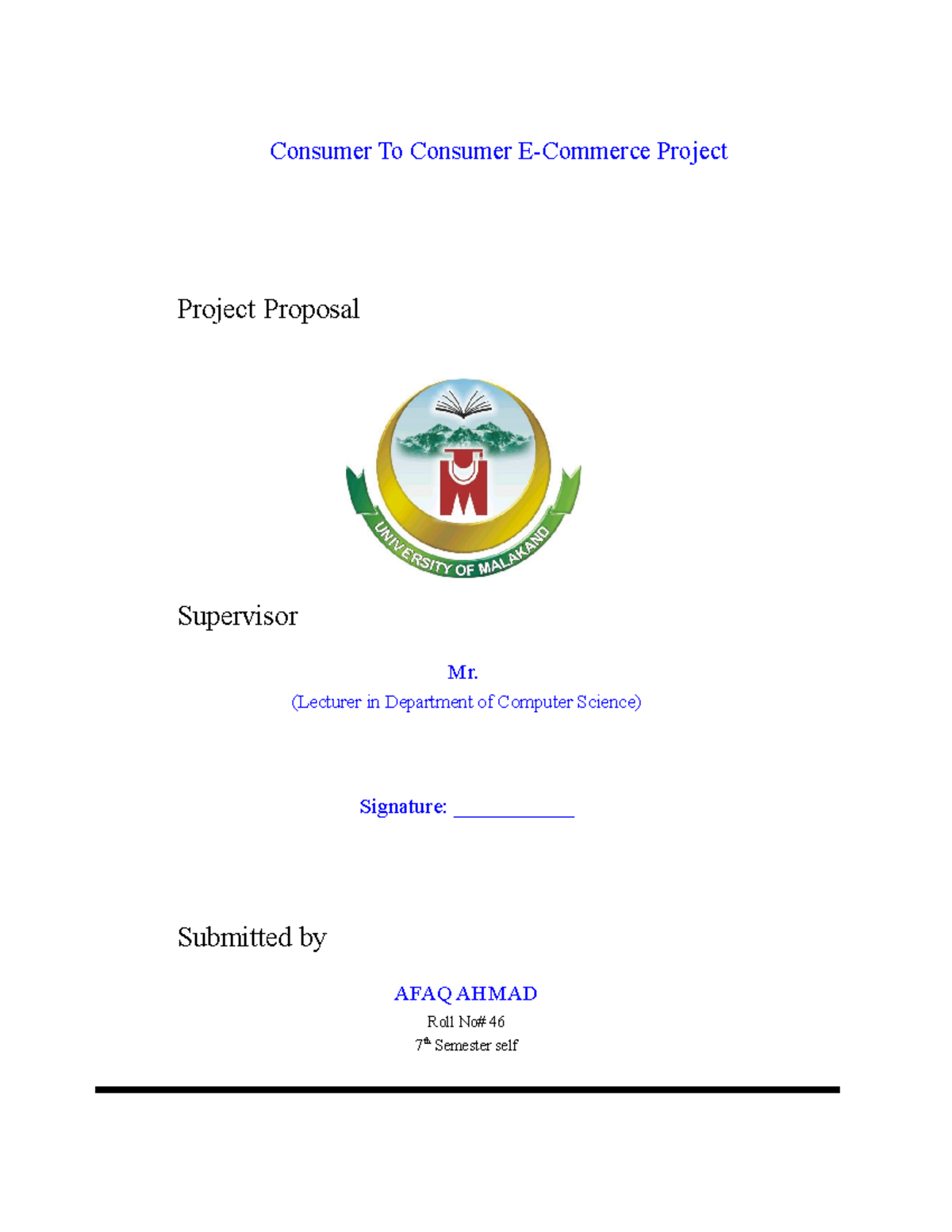 Afaqc 2c - C2C E-Commerce Project Proposal for CS Course - Studocu