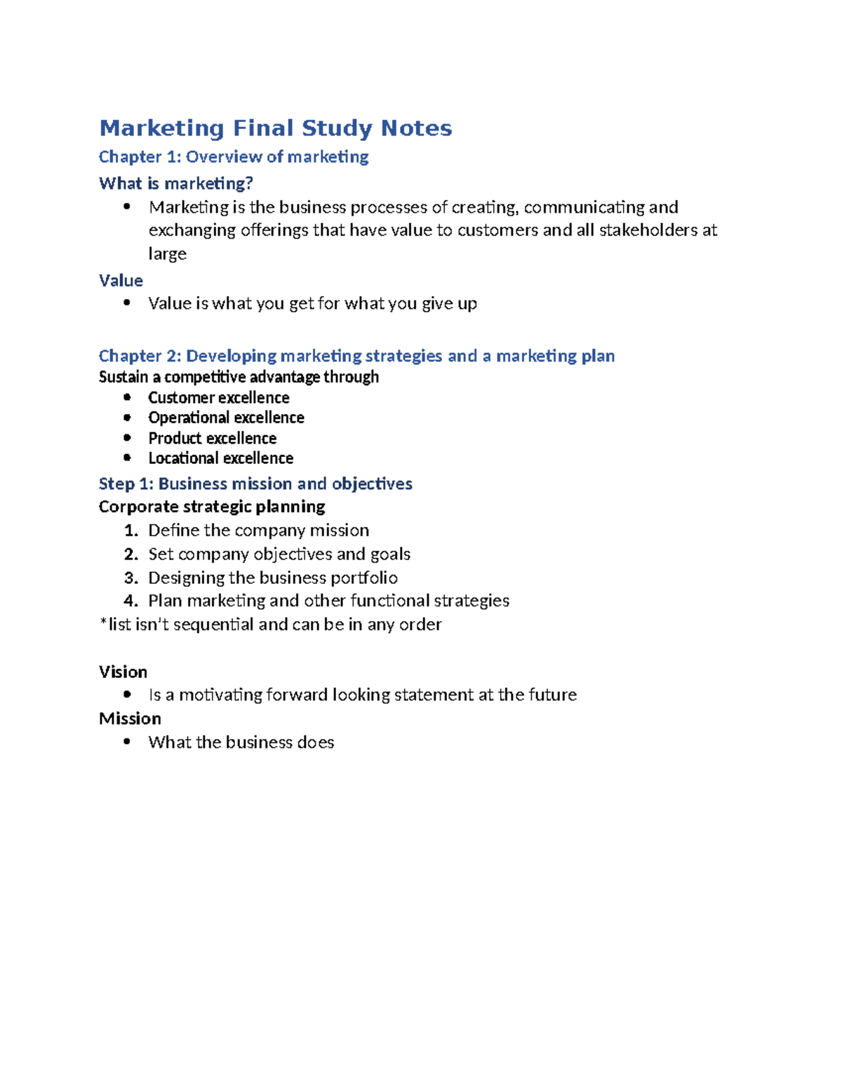 Marketing Final Exam Study Notes (MKT 301) - Studocu