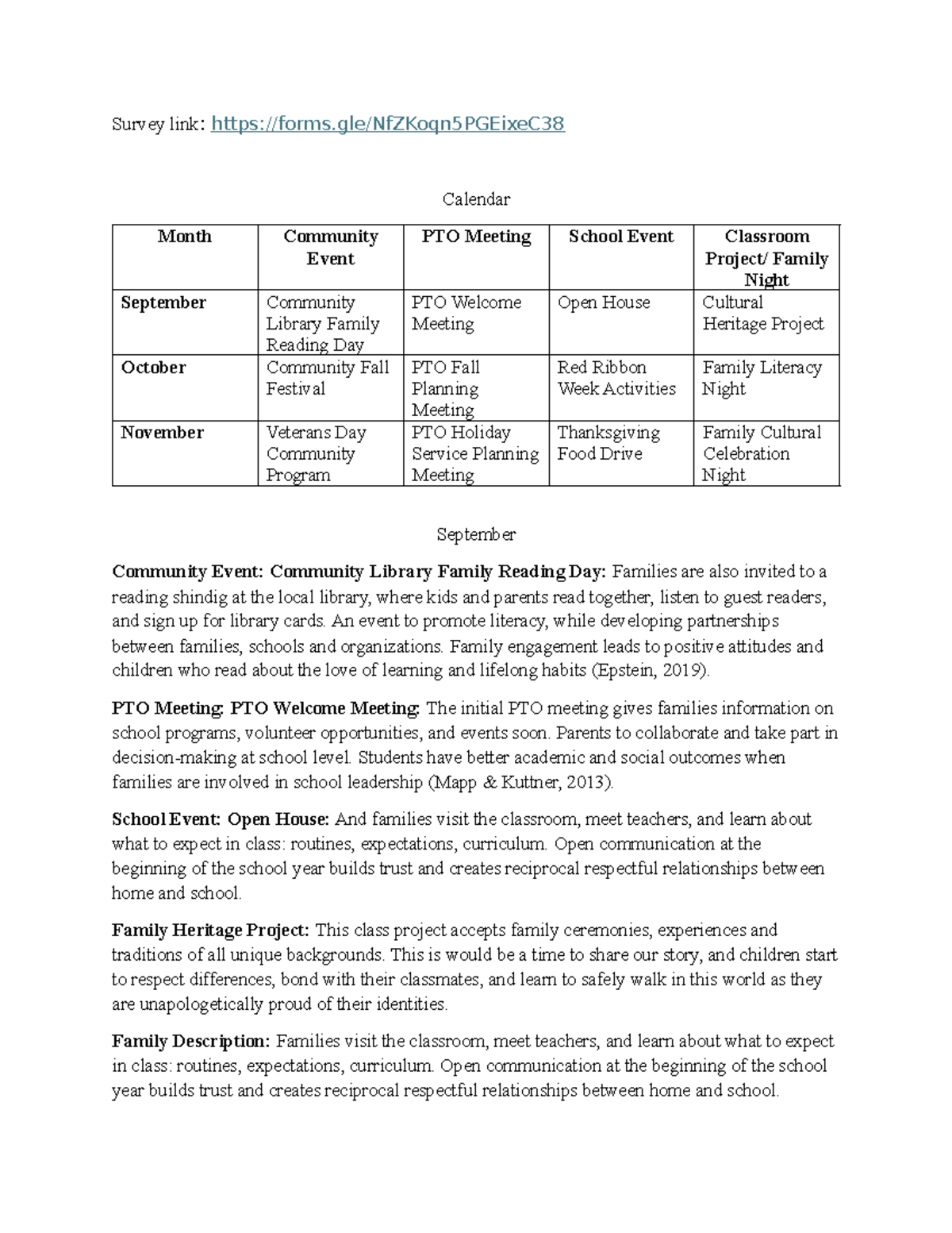 PTO Proposal: Community Events & Family Engagement Strategies - Studocu