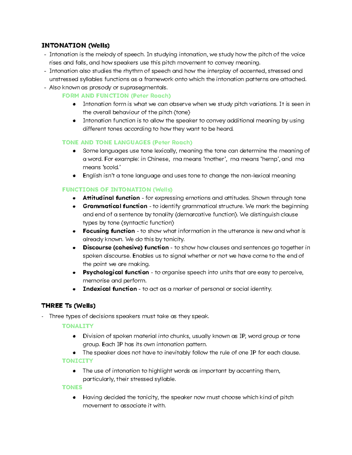 Fonética y Dicción II: Resumen sobre Intonación (Wells) - Segundo Cuatrimestre - Document Preview