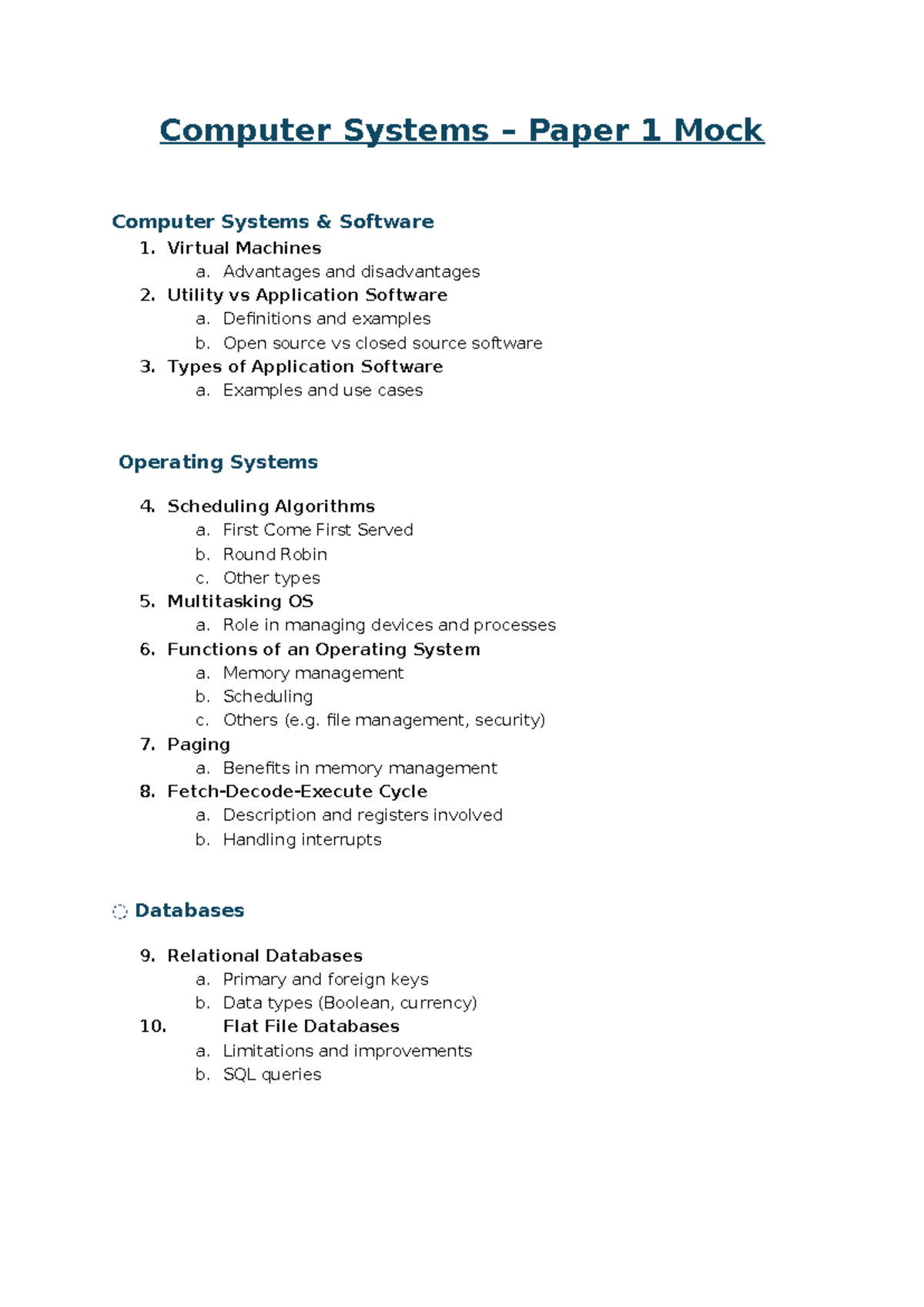 Computer Systems Yr13 Mock Exam Revision Guide - Studocu