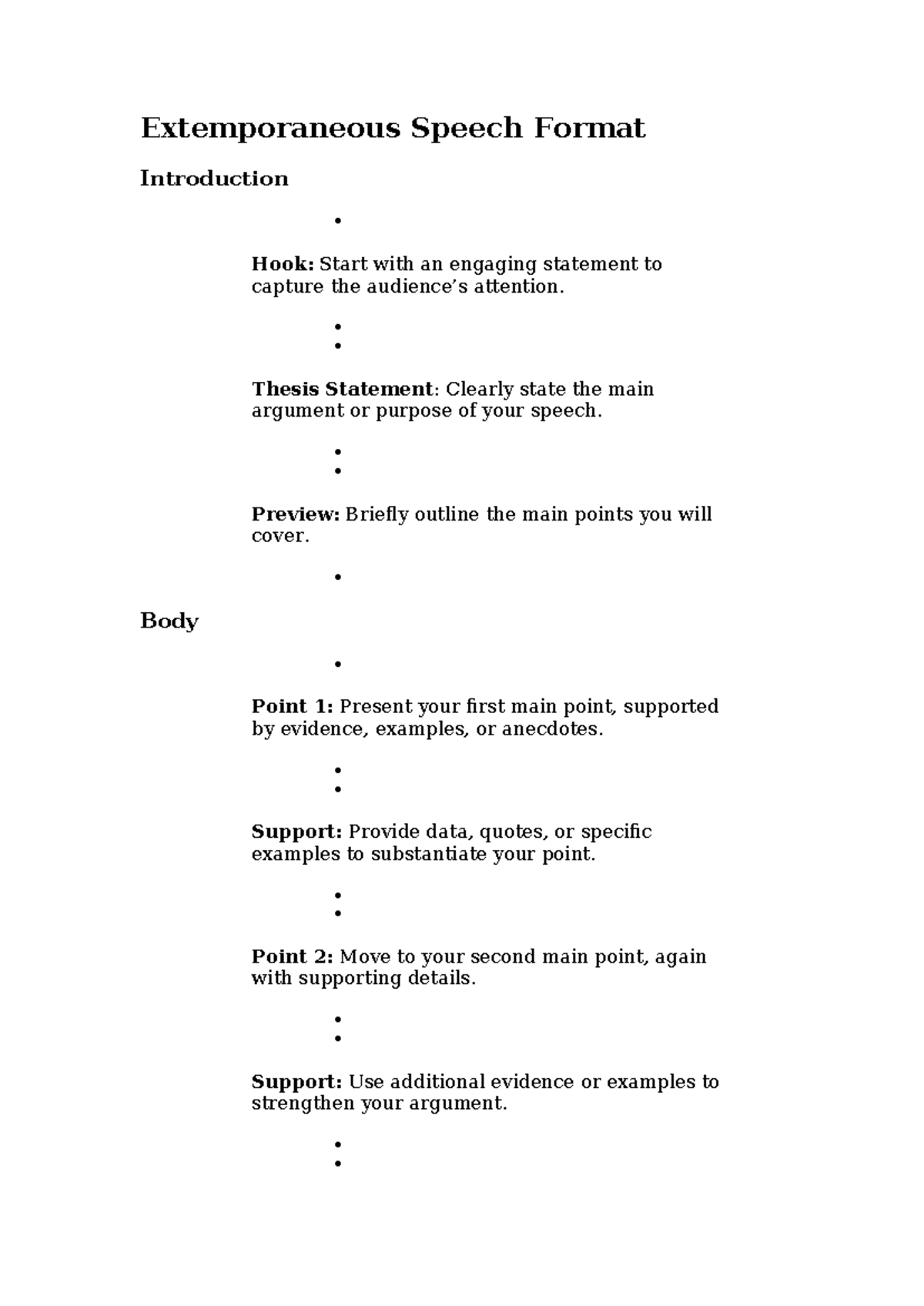 Extemporaneous Speech Format: Tips & Examples for Success - Studocu