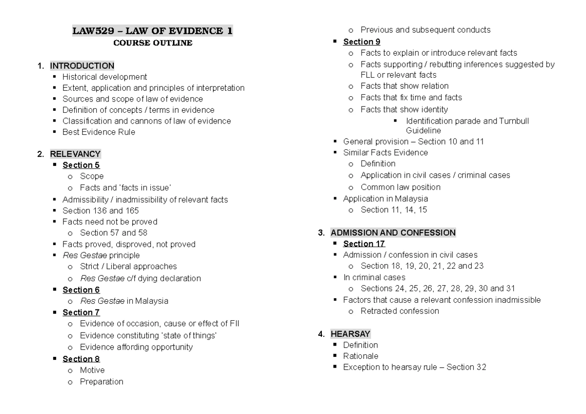 LAW 5 29: Admission & Confession Tutorial - Analysis & Evidence - Studocu