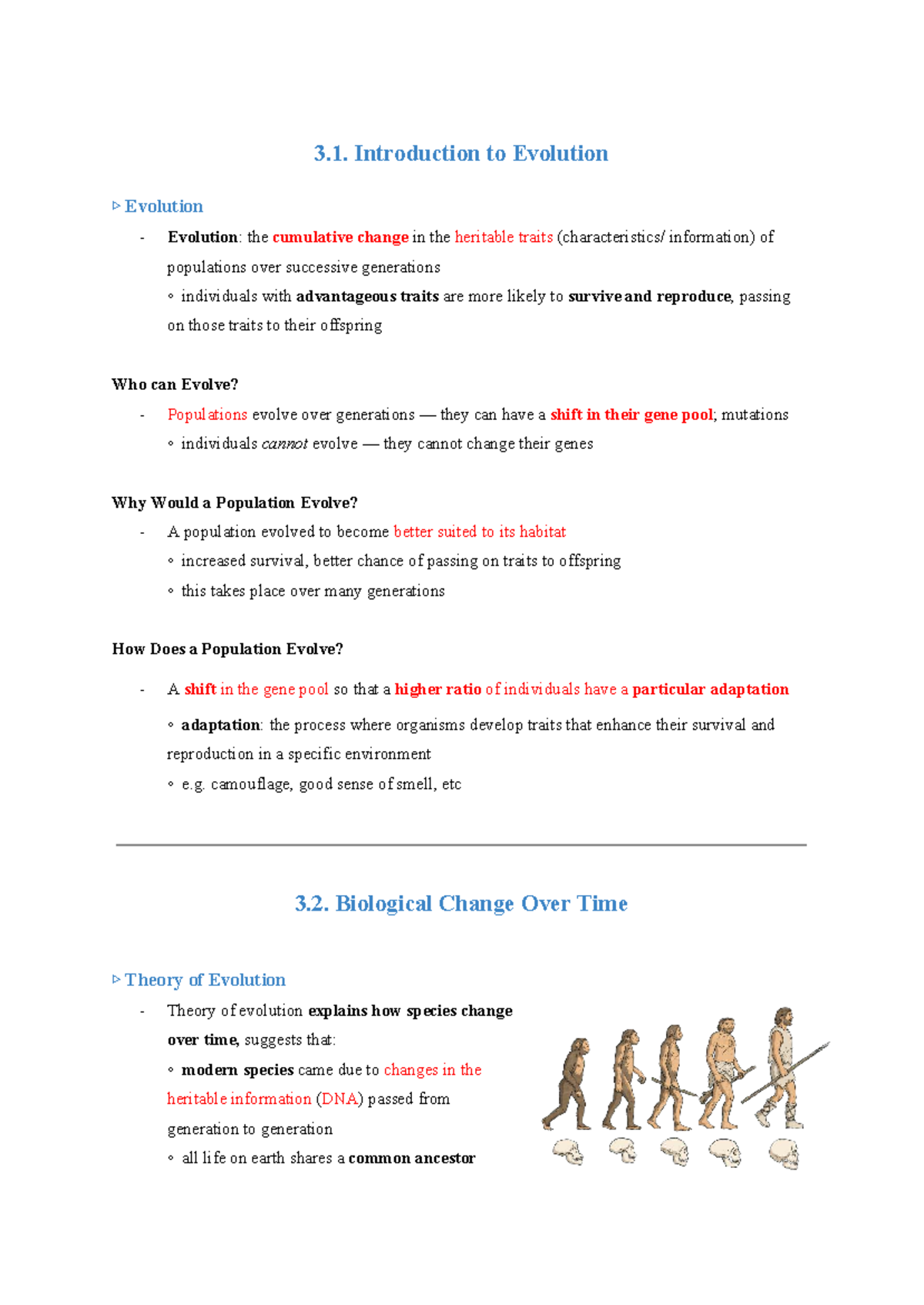 Biology 11: Evolution and Natural Selection Overview Notes - Studocu