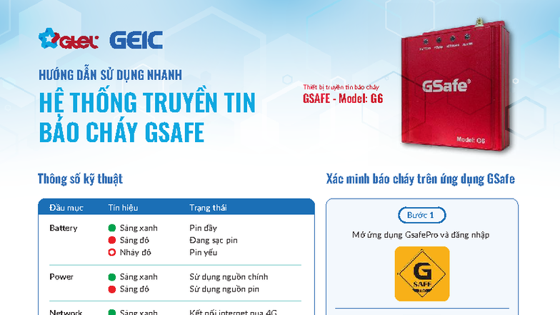 Hướng Dẫn Sử Dụng Nhanh Hệ Thống GSAFE Model G6 - Studocu