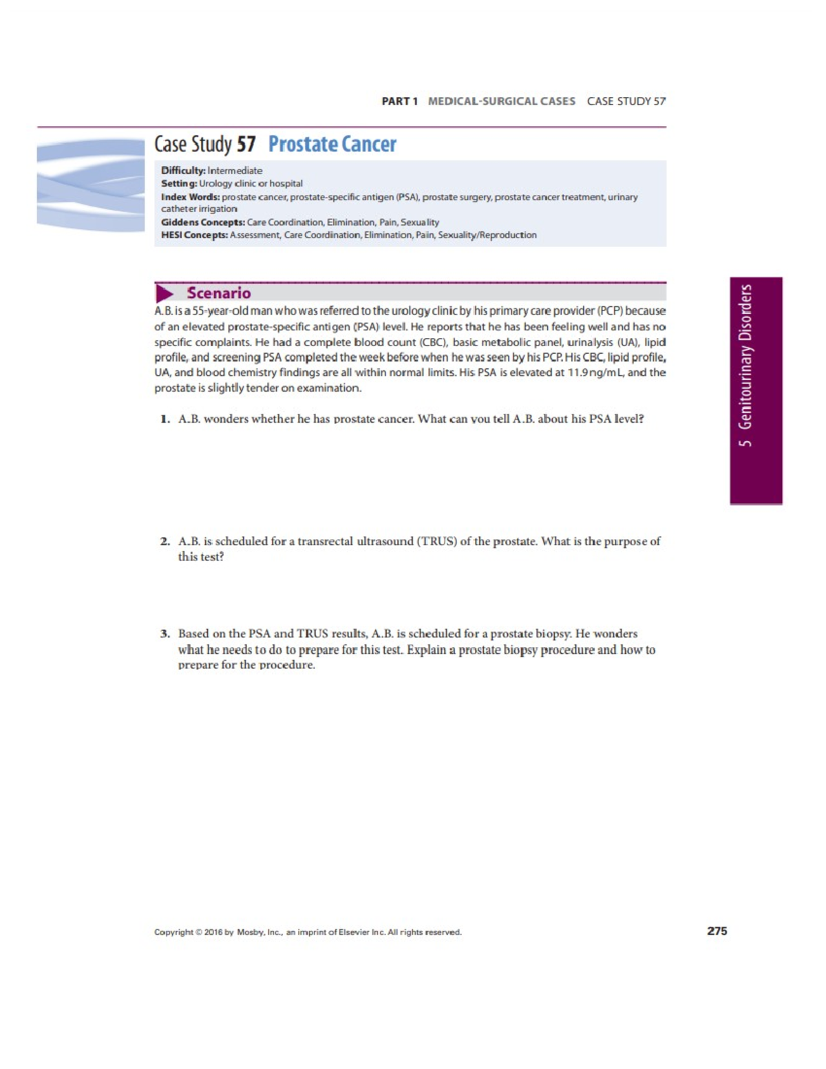 Class Activity- Case Study 57 Prostate Cancer - PART 1 CASES CASE STUDY ...