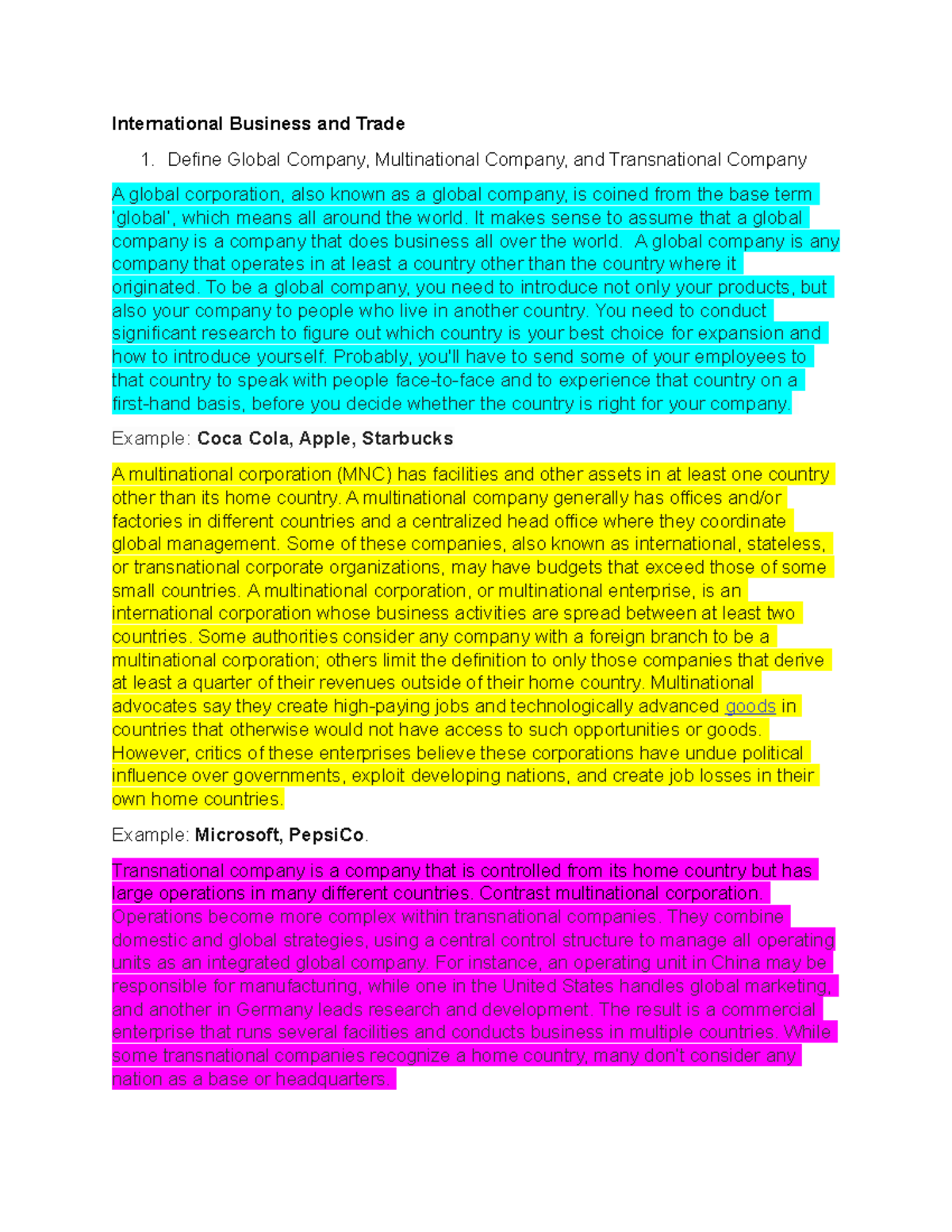 INTB Assignment - Key Concepts in International Business - Studocu