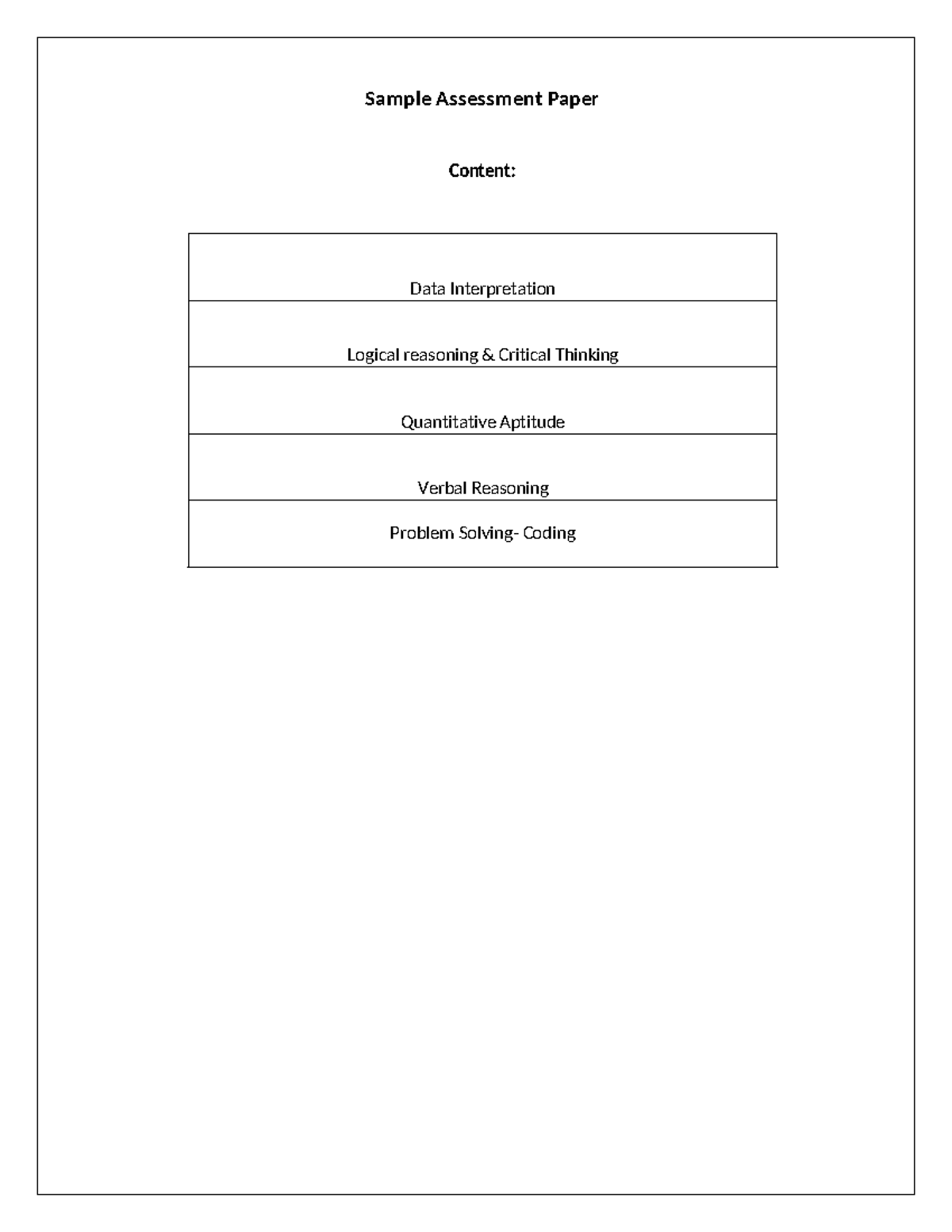 NEG- Sample Campus Assessment Paper on Data Interpretation & Logical ...