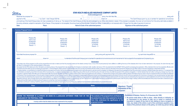 Proposal Form for Insurance Application - STAR HEALTH & ALLIED ...