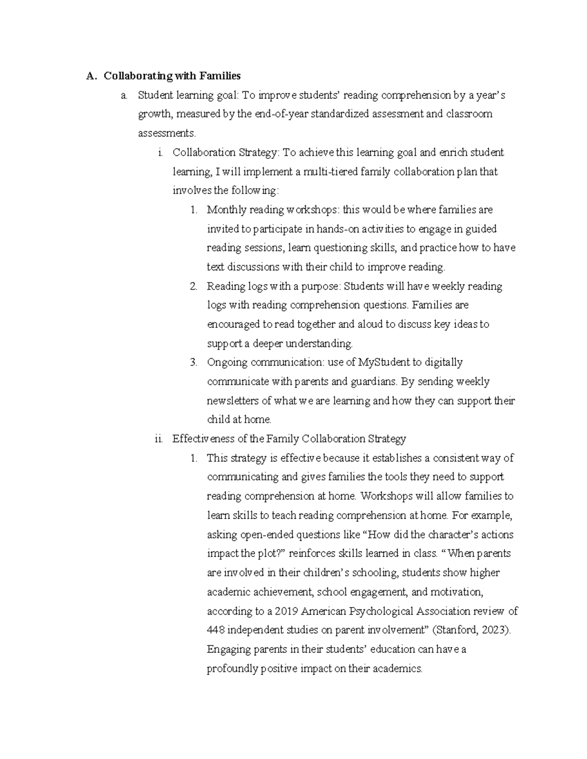 Task 3: Collaborating with Families & Communities to Enrich Learning ...