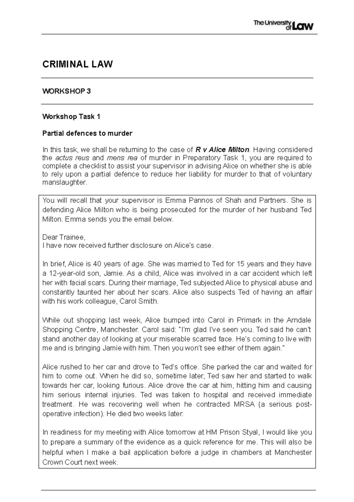 Criminal (WS 3 Tasks) - Lecture notes 3 - CRIMINAL LAW WORKSHOP 3 ...