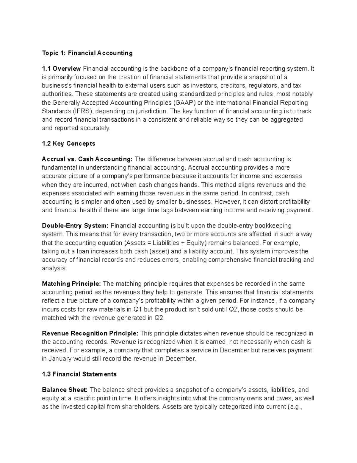 Financial Accounting Overview: Key Concepts & Principles (ACCT 101 ...