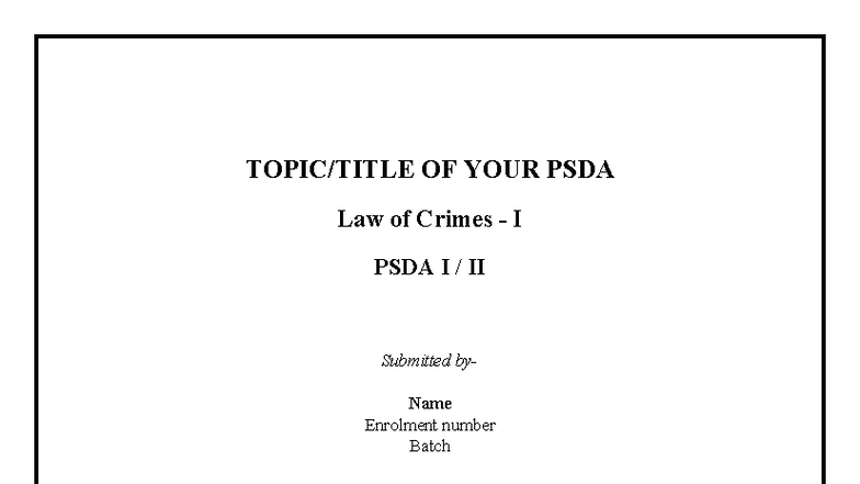 Template FOR Cover PAGE PSDA Submission - Law in science - TOPIC/TITLE ...