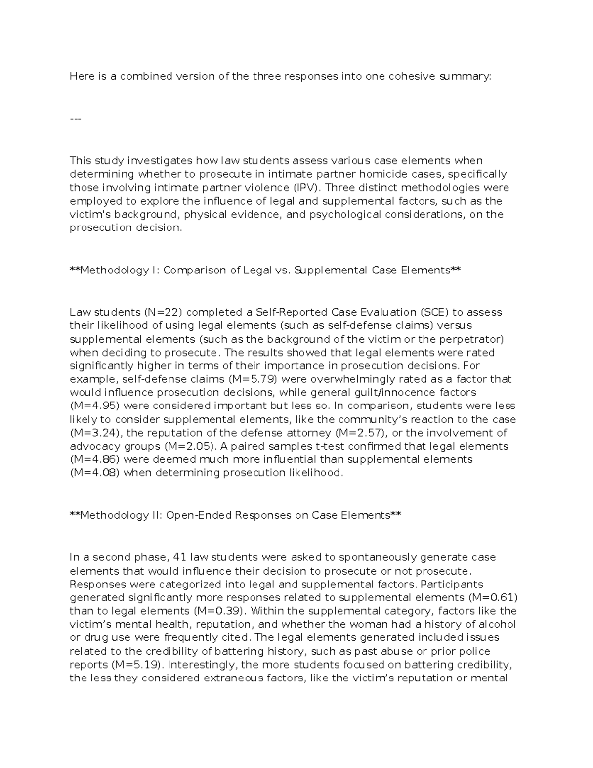 Analysis of Prosecution Decisions in IPV Cases: A Study of Law Students ...