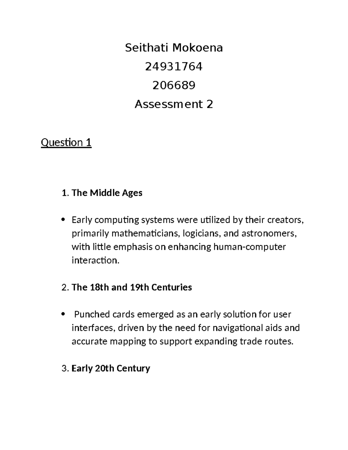 IN1520-Assessment 2 Notes on Computing History and Usability - Studocu