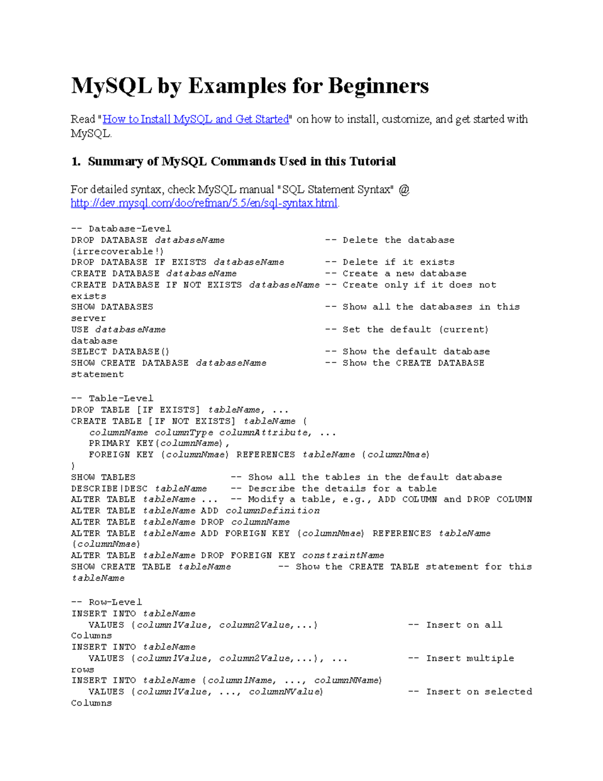 MySQL 101: Beginner's Guide to Installation and Commands - Studocu