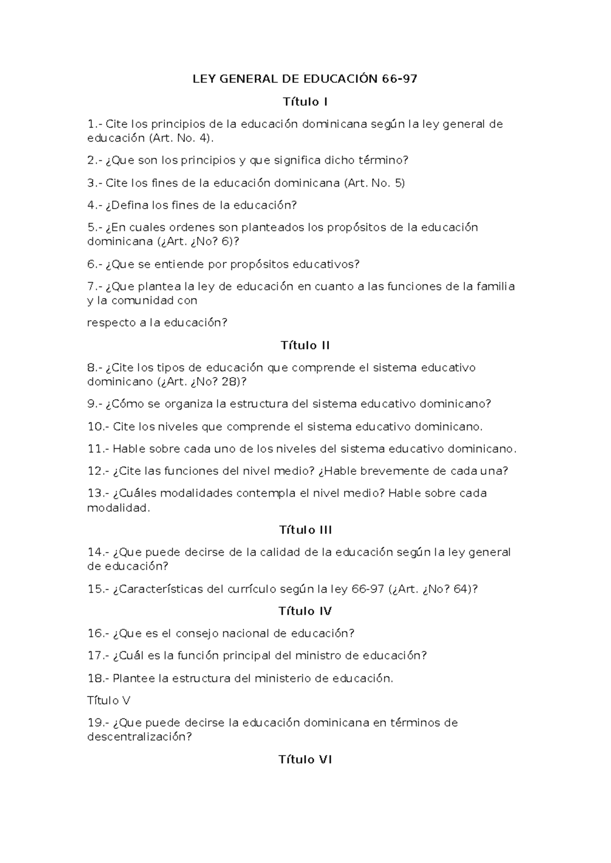 LEY GENERAL DE EDUCACIÓN: Principios y Estructura del Sistema Educativo ...
