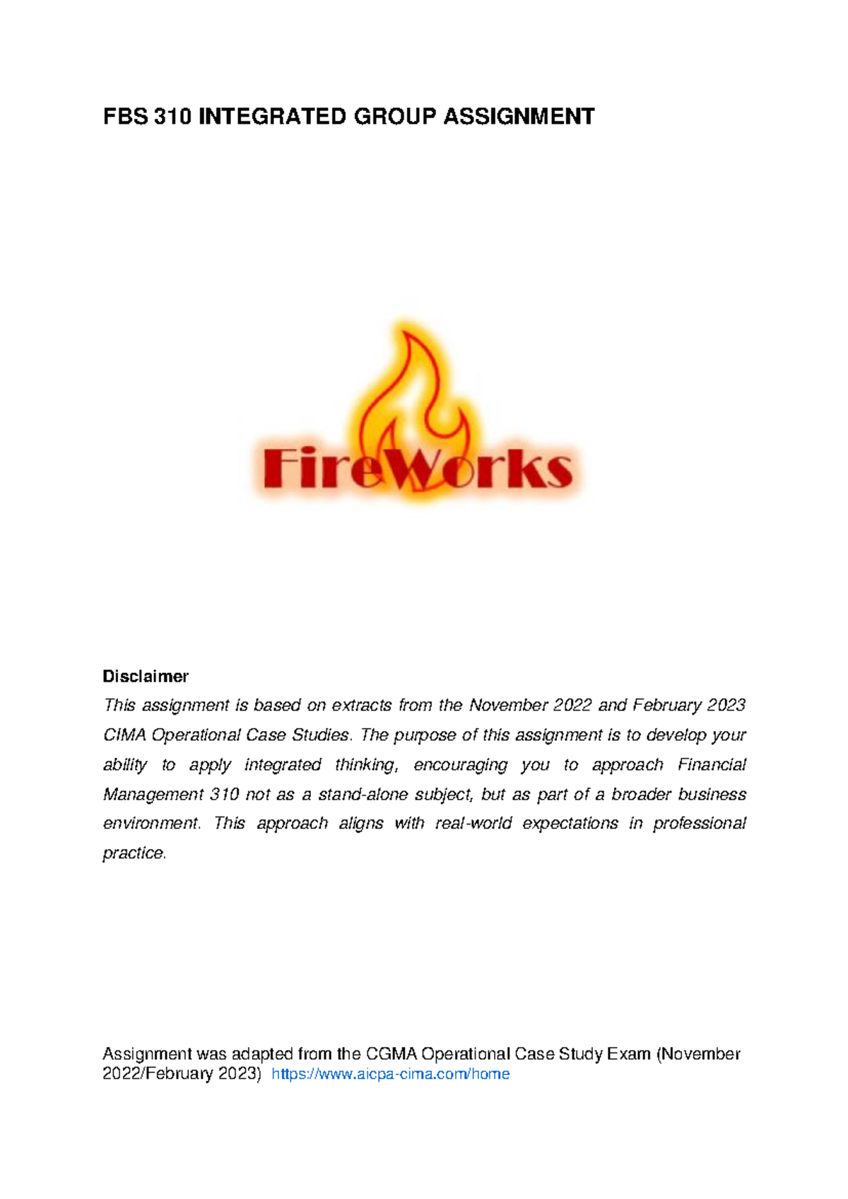 Integrated Assignment 2025 Case Study - FBS 310 INTEGRATED GROUP ...