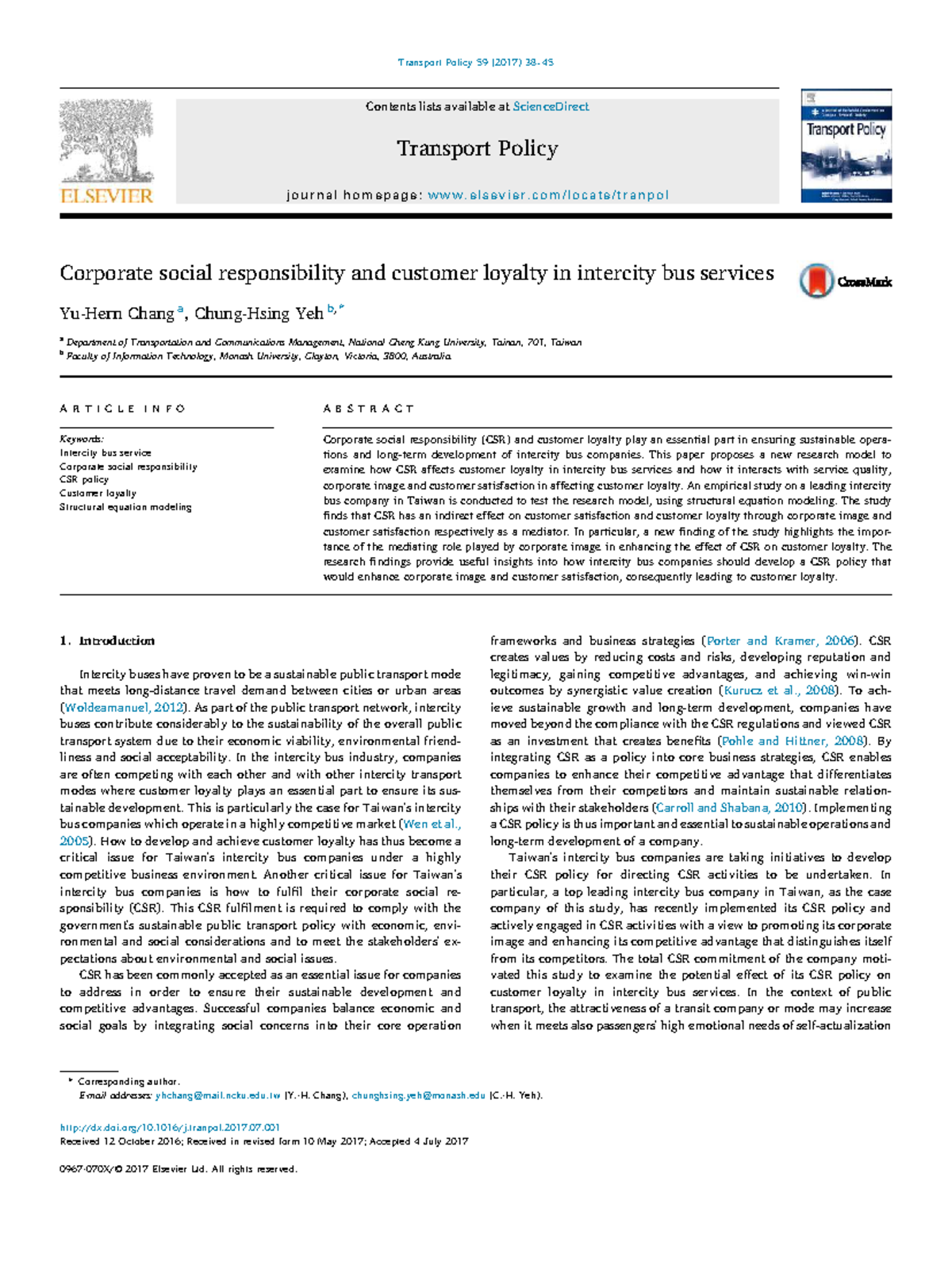Corporate Social Responsibility & Customer Loyalty in Intercity Bus ...