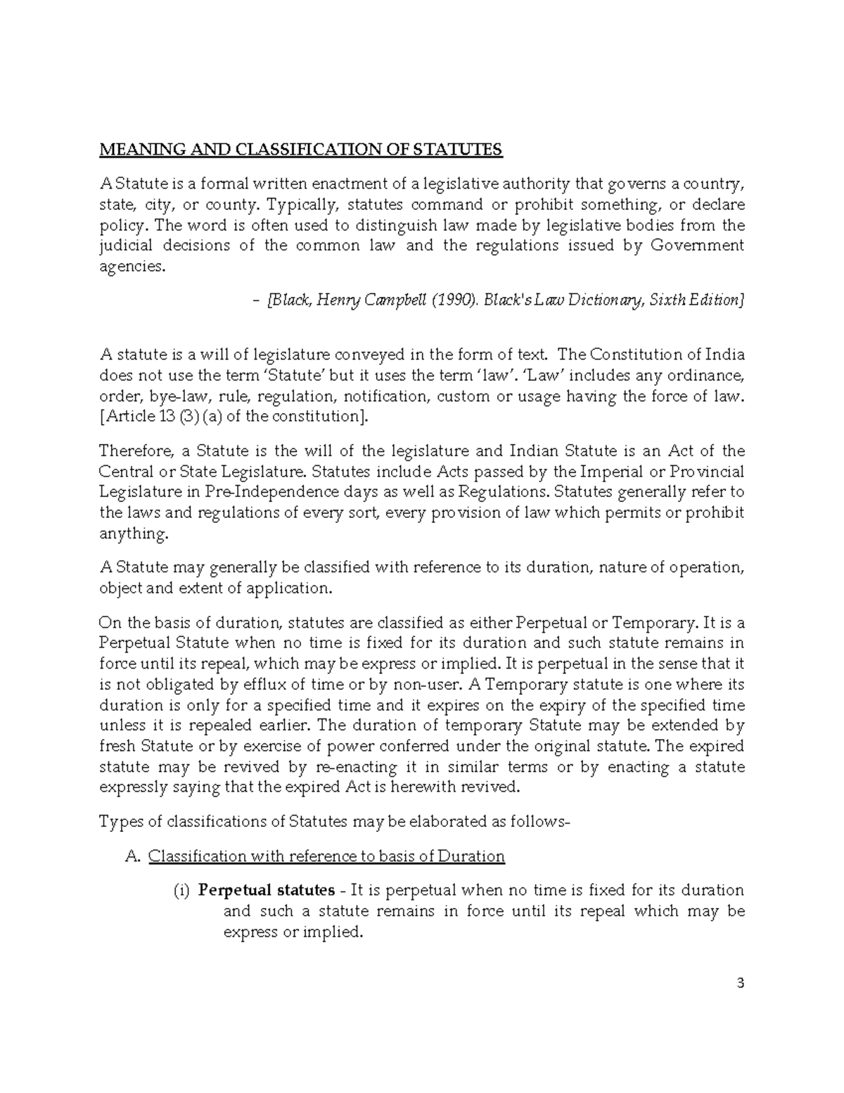 Interpretation of Statutes: Classification and Key Principles - 3-33 ...