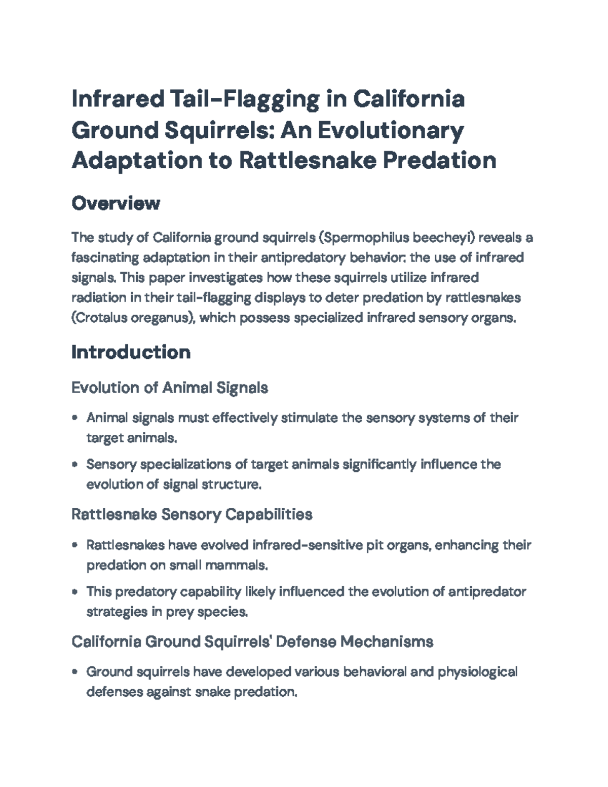 Infrared Tail-Flagging in California Ground Squirrels: Defense vs ...
