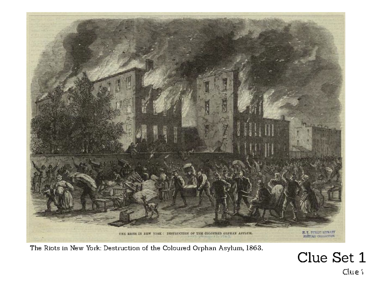Clue Sets: The NYC Draft Riots of 1863 - Analysis and Insights - Studocu