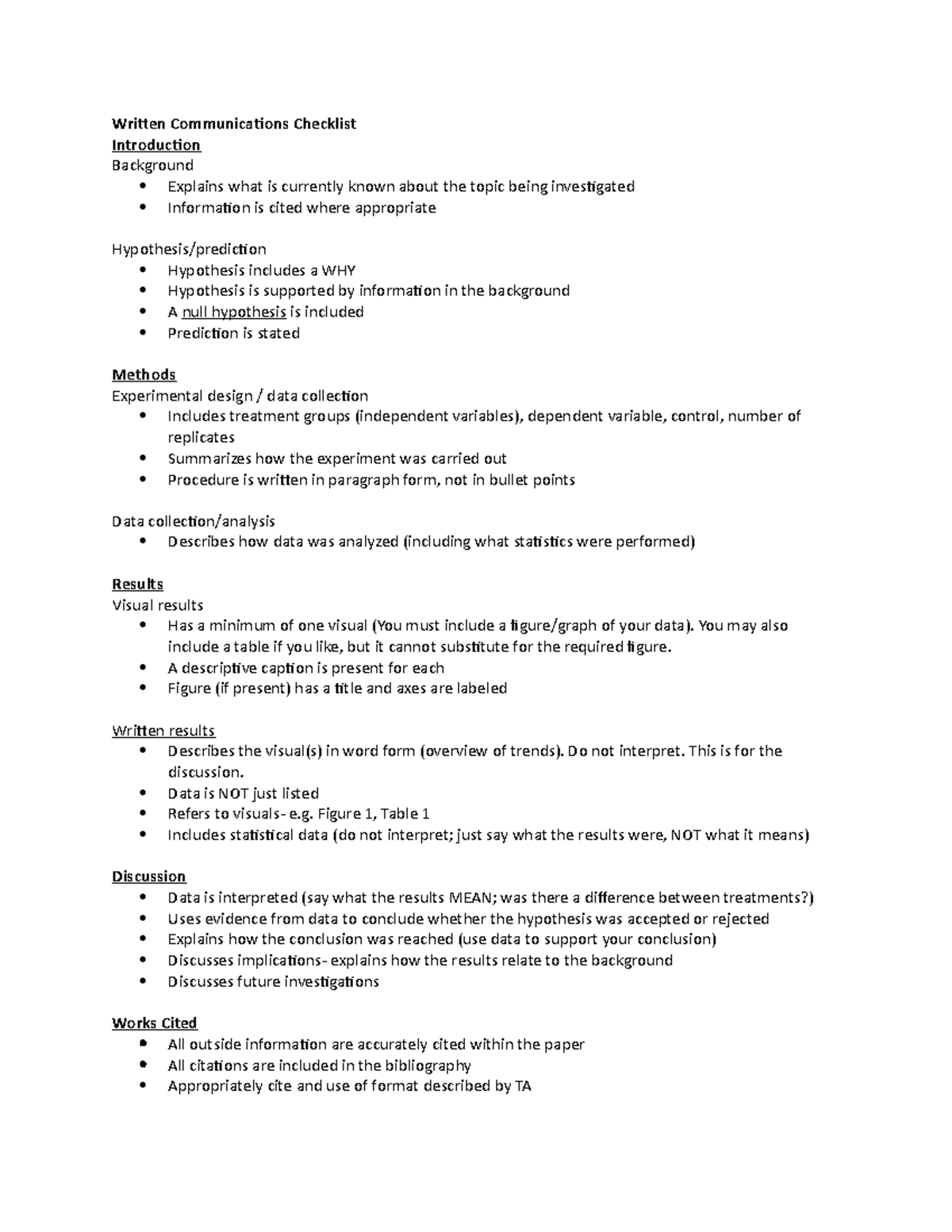 Written Communications Checklist-4-1 - Written Communications Checklist ...