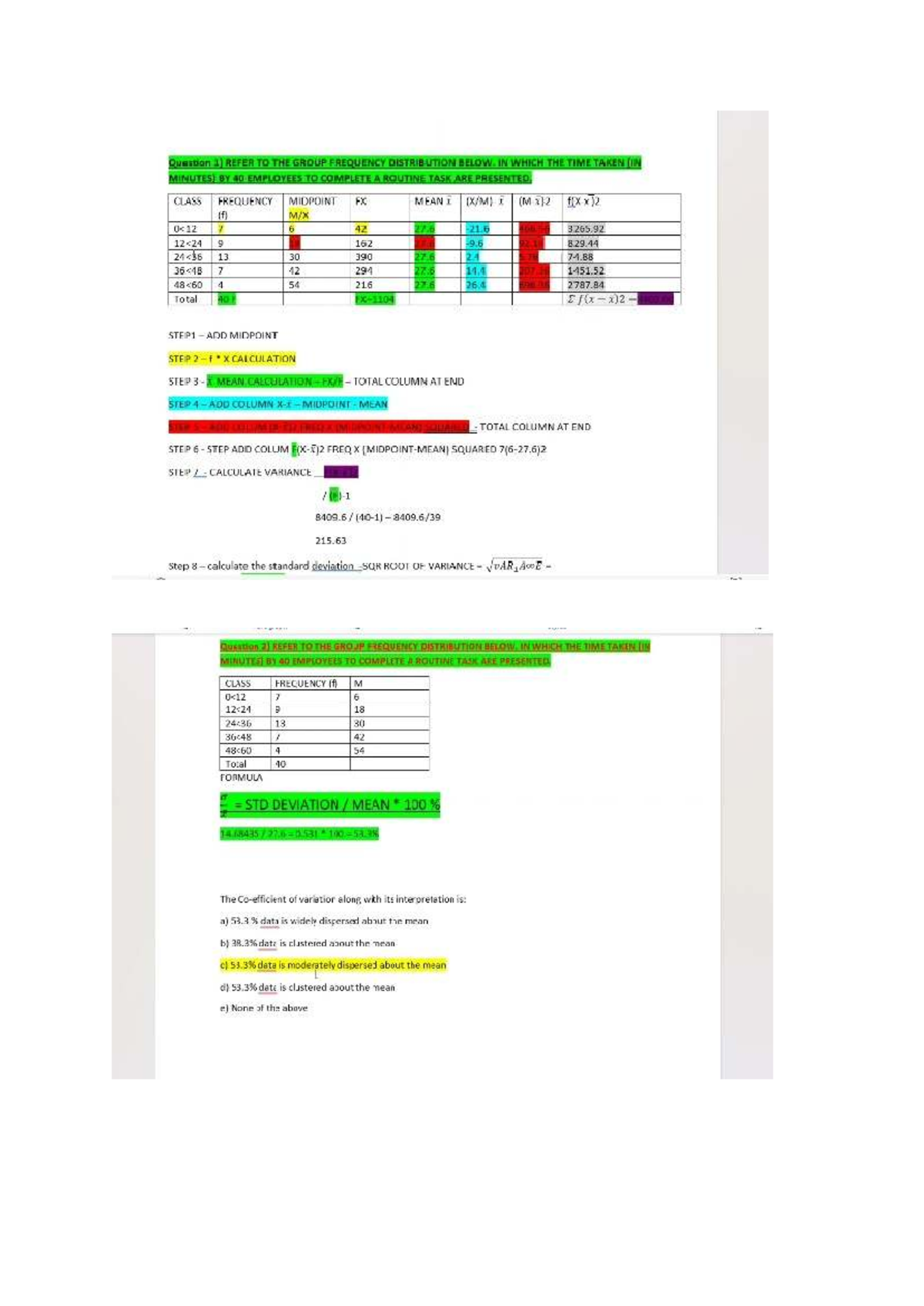 Stats Quiz and Answers: Group Frequency Distribution Analysis - Studocu