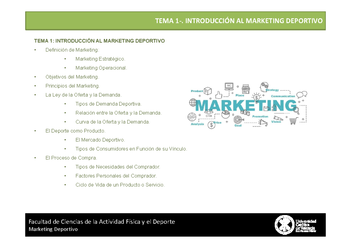 TEMA 1: Introducción al Marketing Deportivo - Fundamentos y Estrategias ...