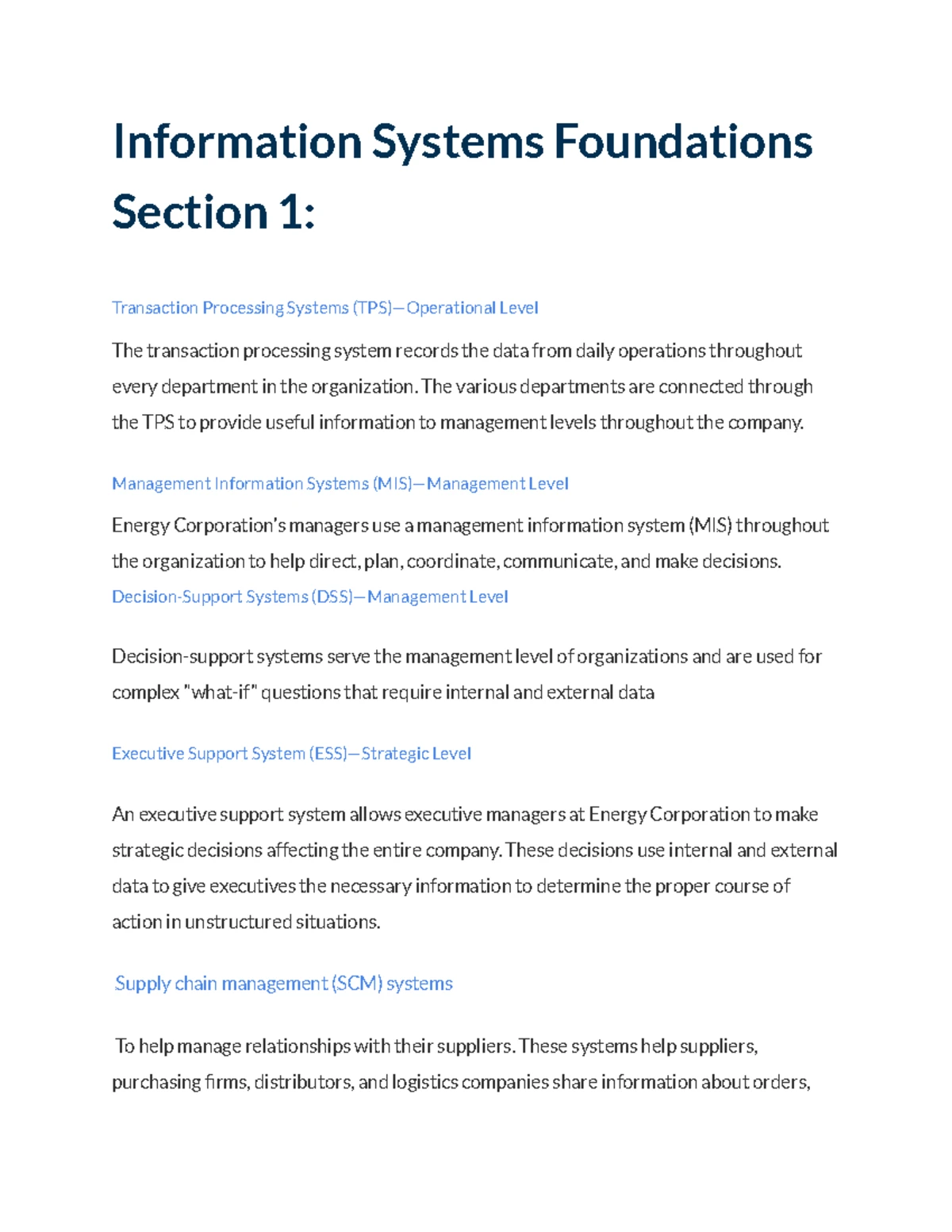 C724 Information Systems Management Study Guide - March 2023 - Studocu