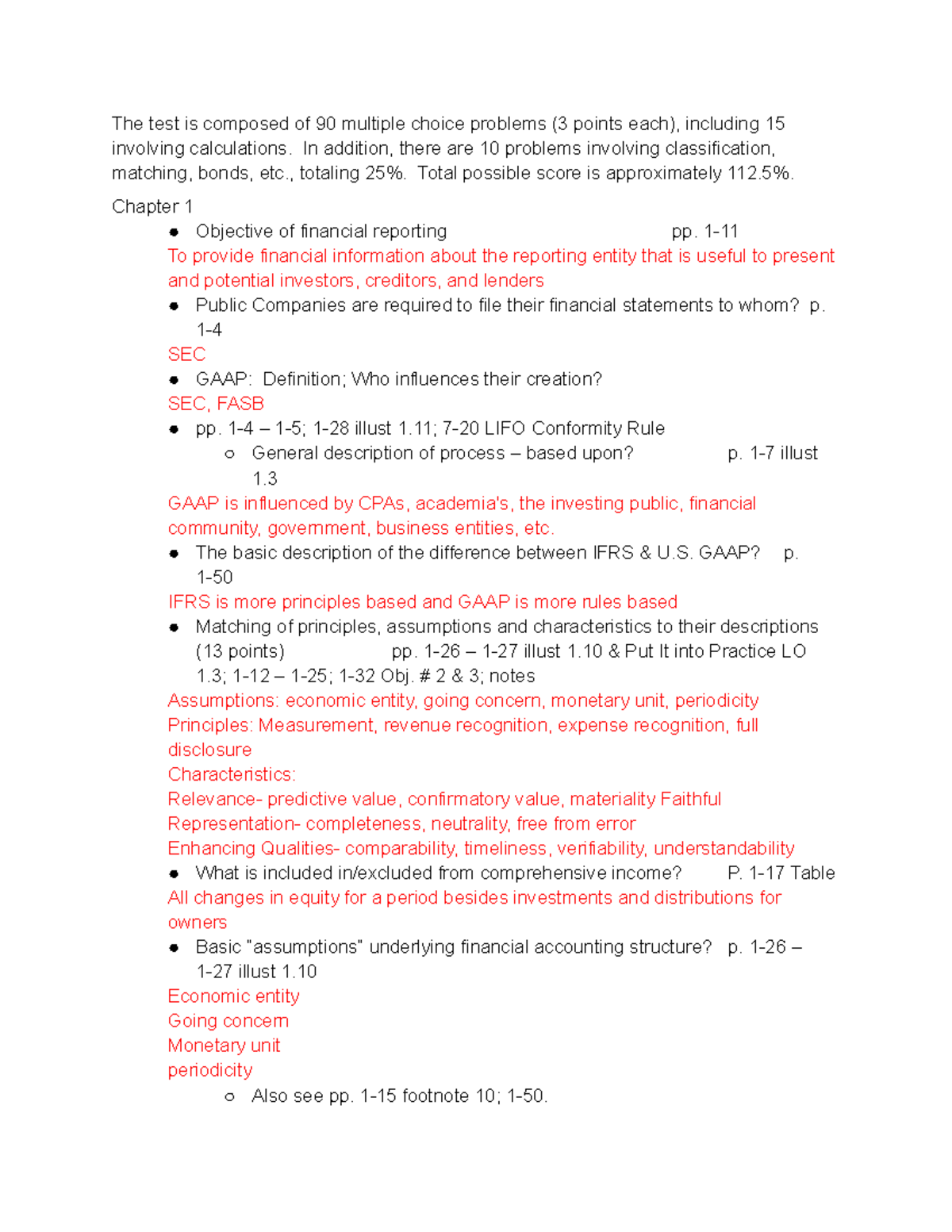ACC 101 Final Exam Review Notes - Studocu