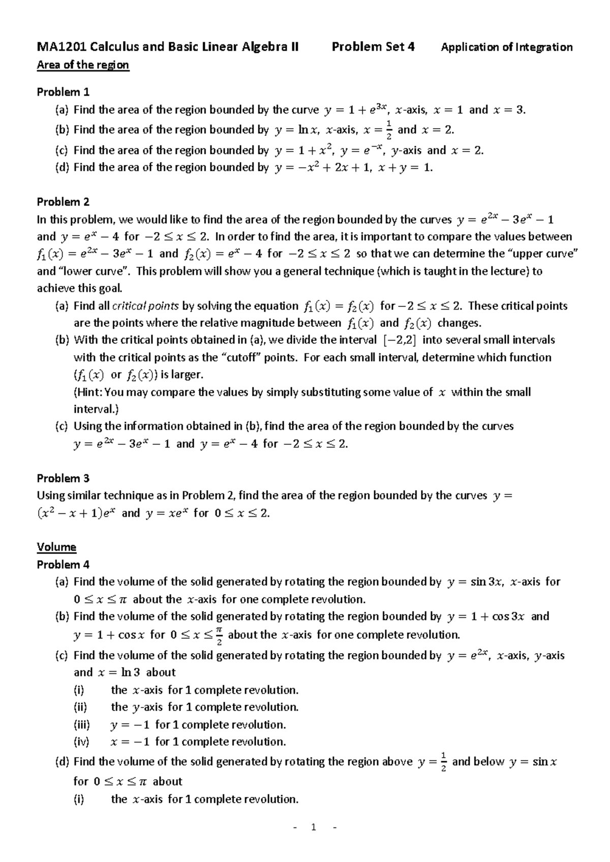 P3Integration Applicationa 13 - 1 - MA1201 Calculus and Basic Linear ...