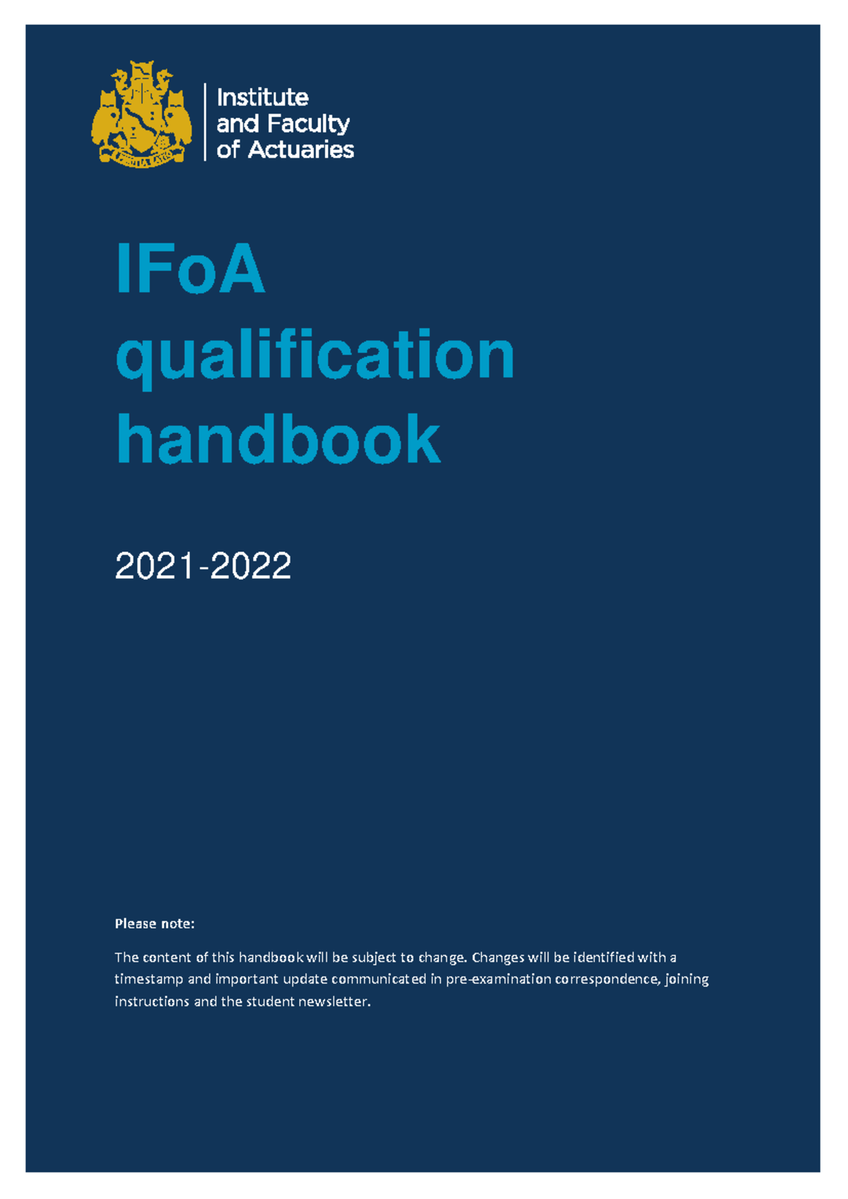 IFoA Qualification Handbook 2021: Essential Guide for Aspiring ...